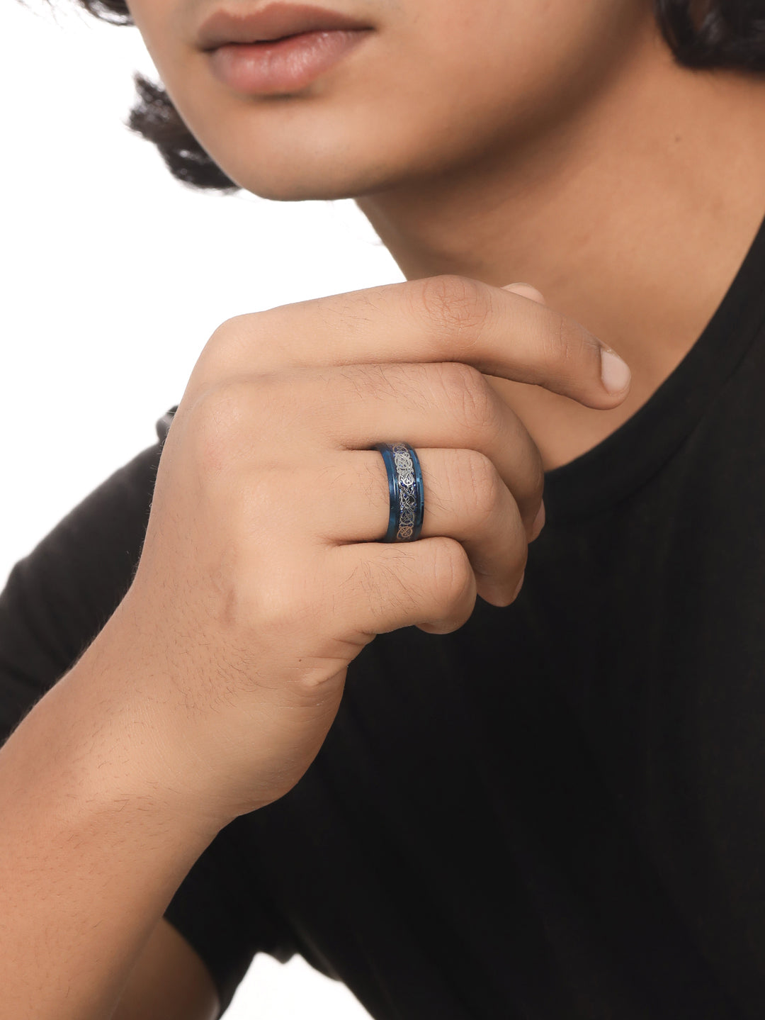 Men's Rhodium-Plated Finger Ring - NVR