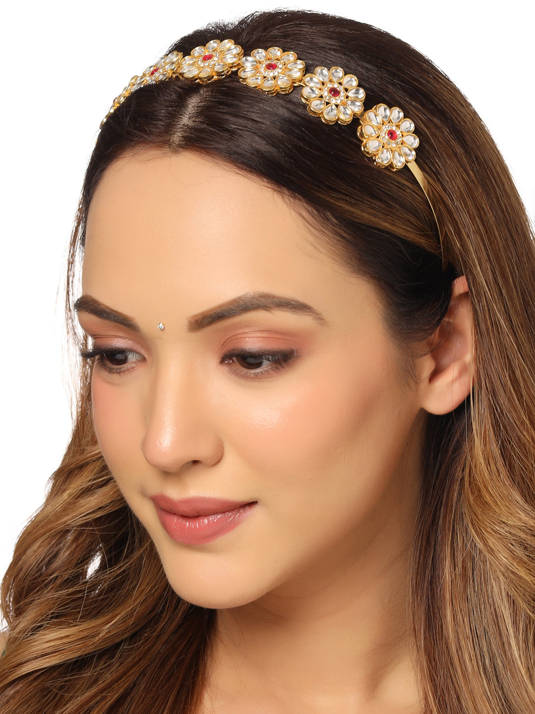 Women's Rajputi Gold-Plated Kundan Matha patti Hairband