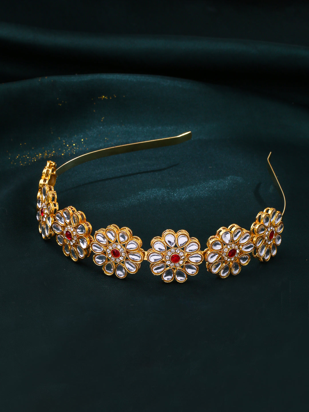 Women's Rajputi Gold-Plated Kundan Matha patti Hairband