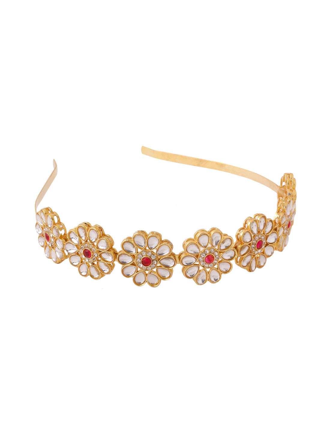 Women's Rajputi Gold-Plated Kundan Matha patti Hairband