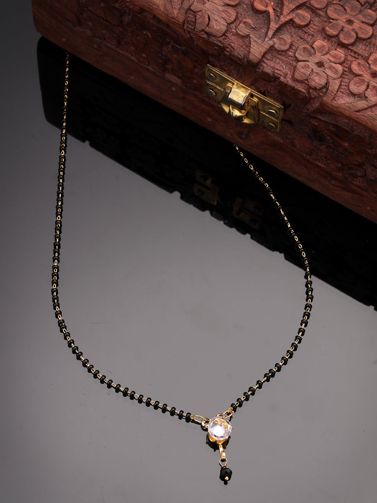 Women's Ethnic Gold-Plated Beaded Mangalsutra with AD stone