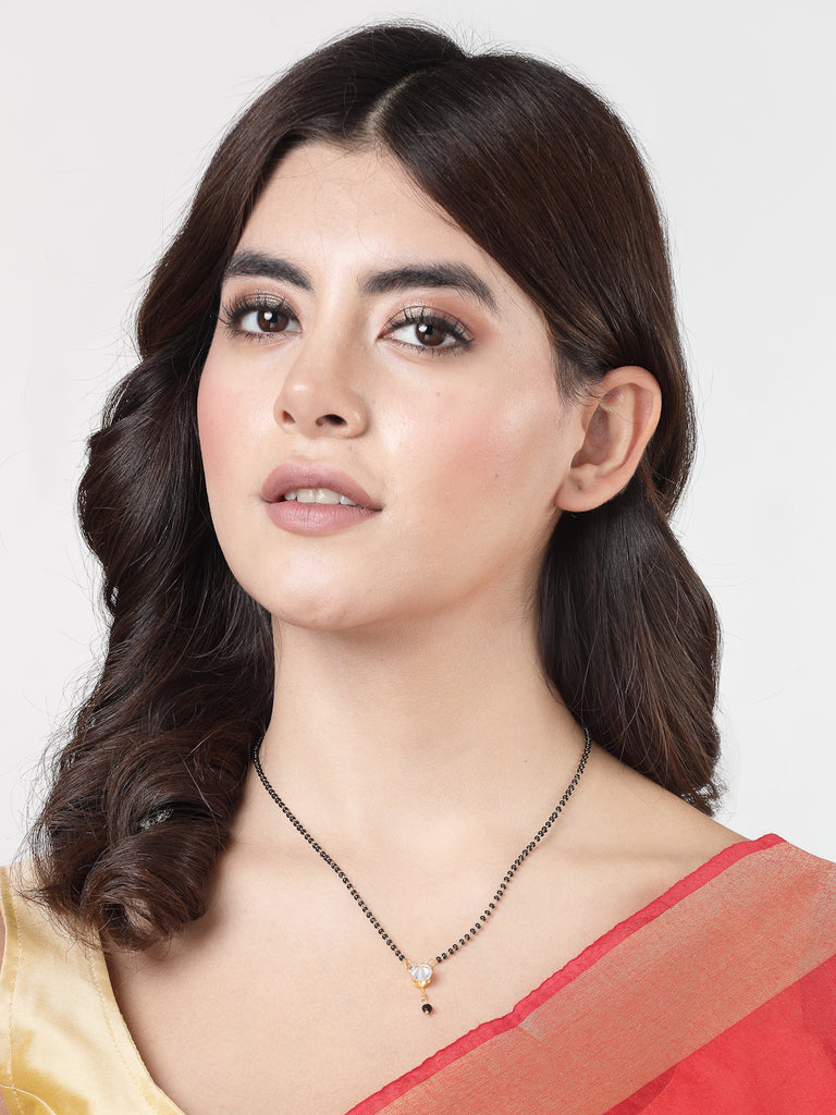 Women's Ethnic Gold-Plated Beaded Mangalsutra with AD stone