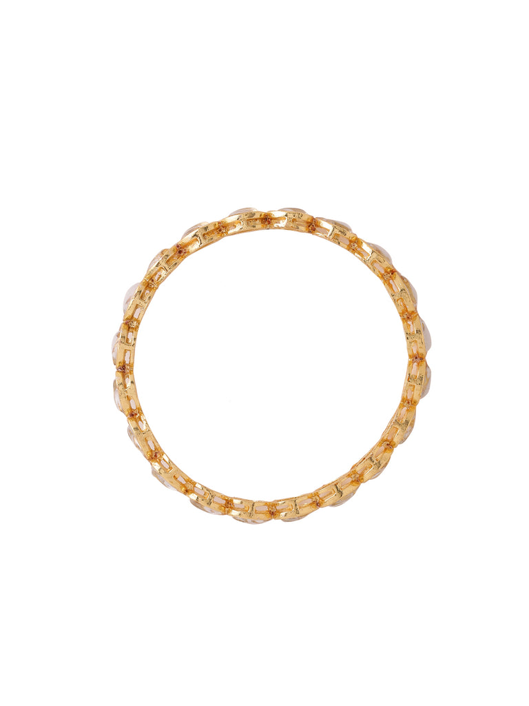 Women's Set Of 4 Gold-Plated Kundan Studded Traditional Bangles