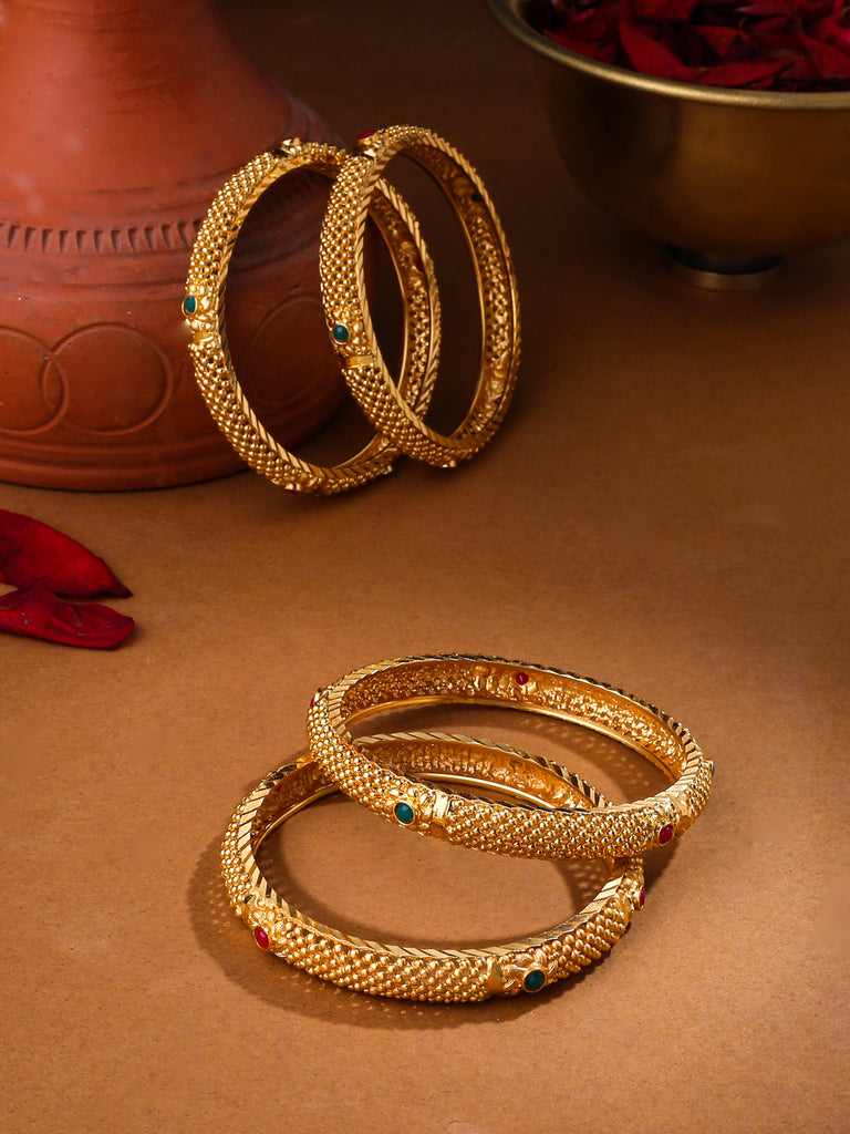 Women's Set Of 4 Gold-Plated Traditional Bangles