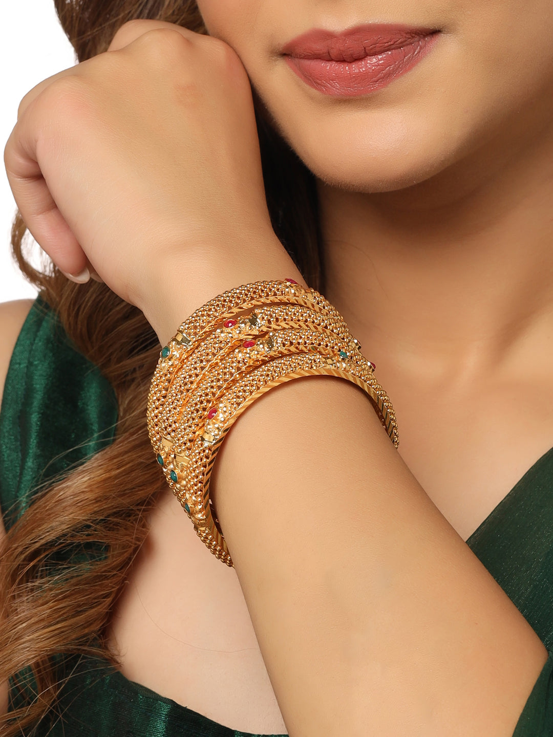 Women's Set Of 4 Gold-Plated Traditional Bangles