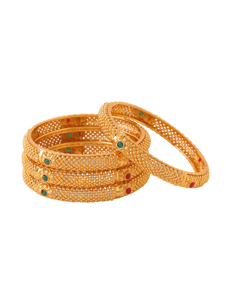 Women's Set Of 4 Gold-Plated Traditional Bangles