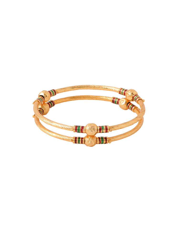 Women's Set Of 2 Gold-Plated Traditional Bangles