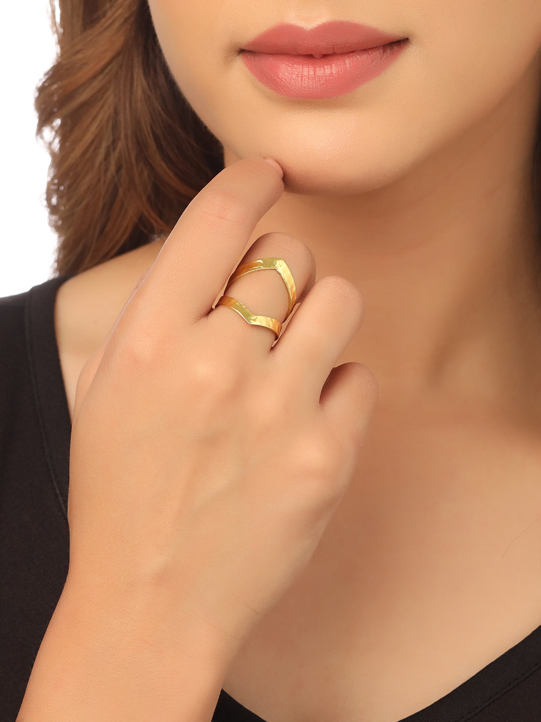 Women's Gold Plated adjustable finger Ring