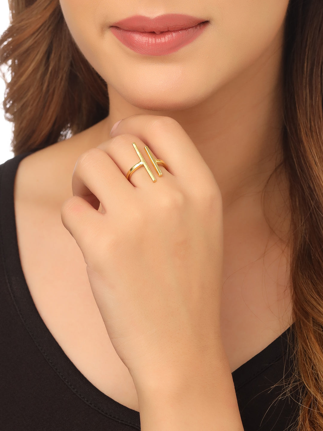Women's Western Gold Plated Ajustable Finger Ring - NVR