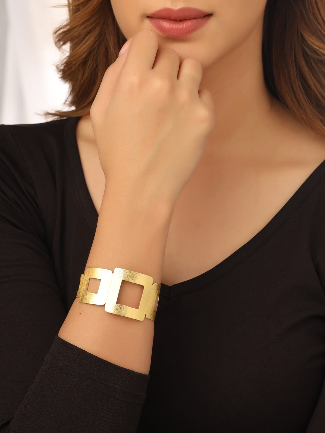 Women's gold plated adjustable Kada bracelet
