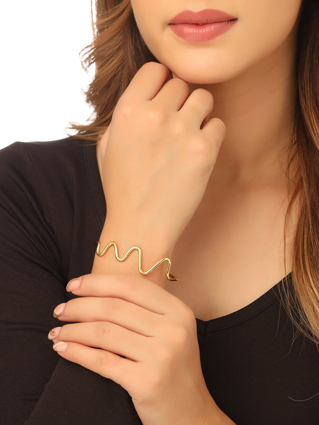 Women's gold plated adjustable Kada bracelet