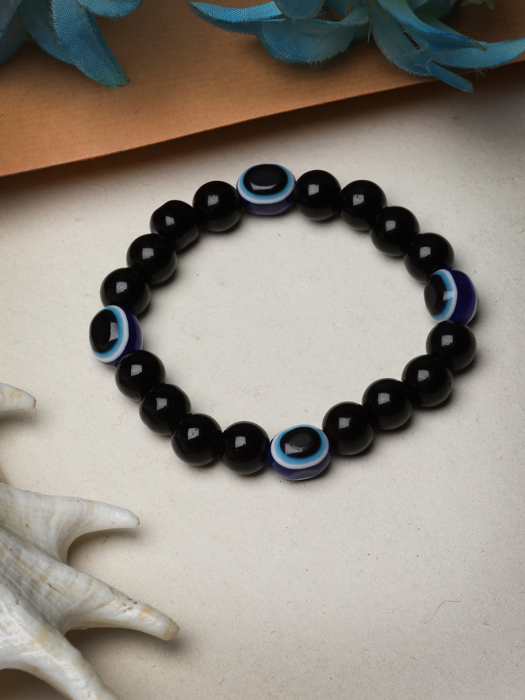 Unisex evil eye beaded adjustable bracelet - NVR