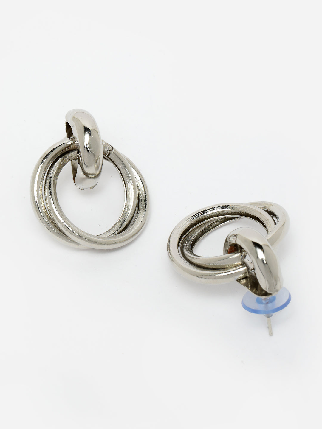 Women's western silver plated circular metal hoop earrings