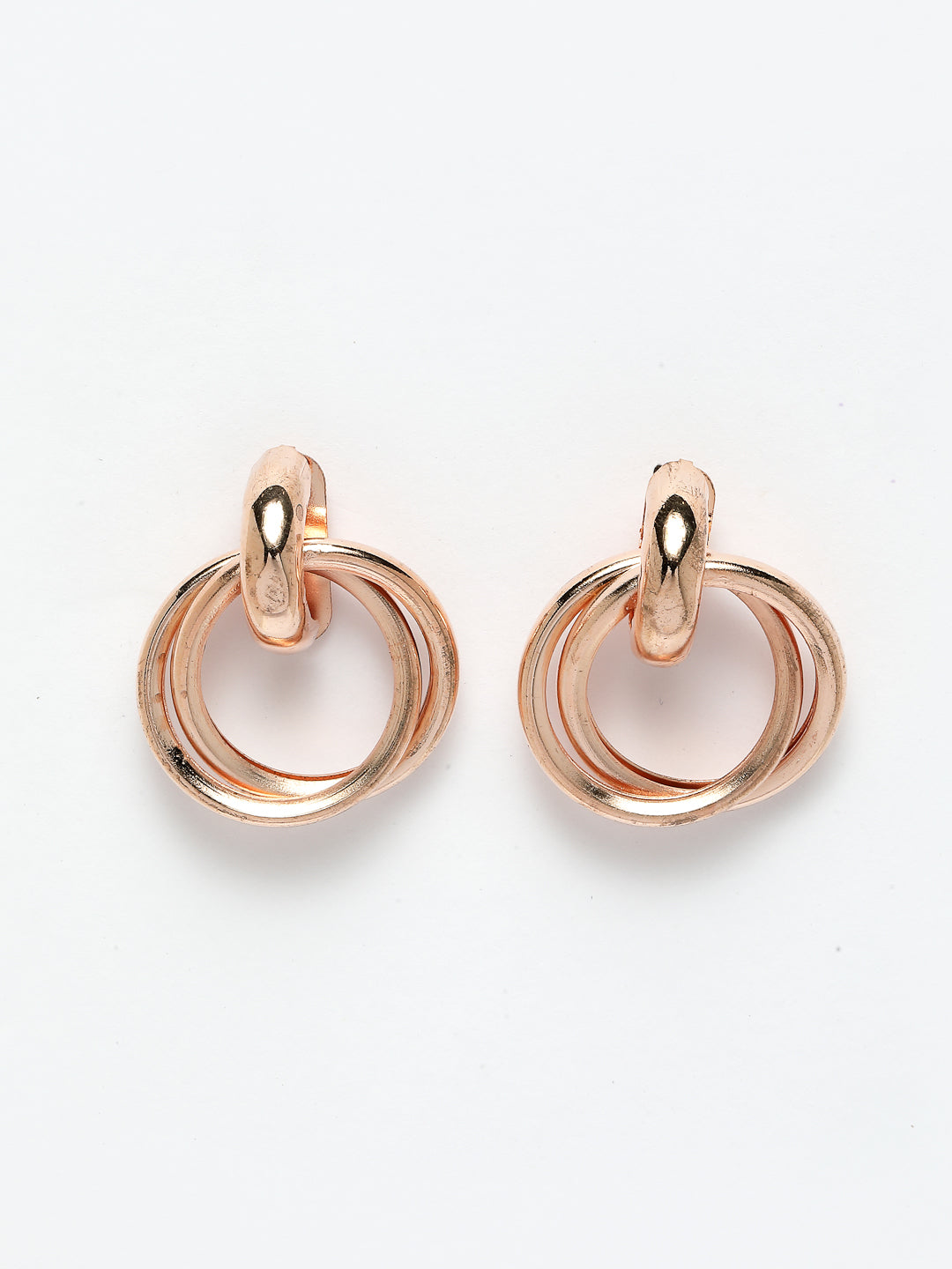 Women's western gold plated circular metal hoop earrings - NVR