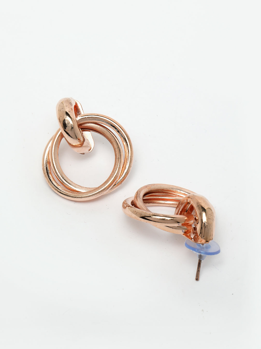 Women's western gold plated circular metal hoop earrings - NVR