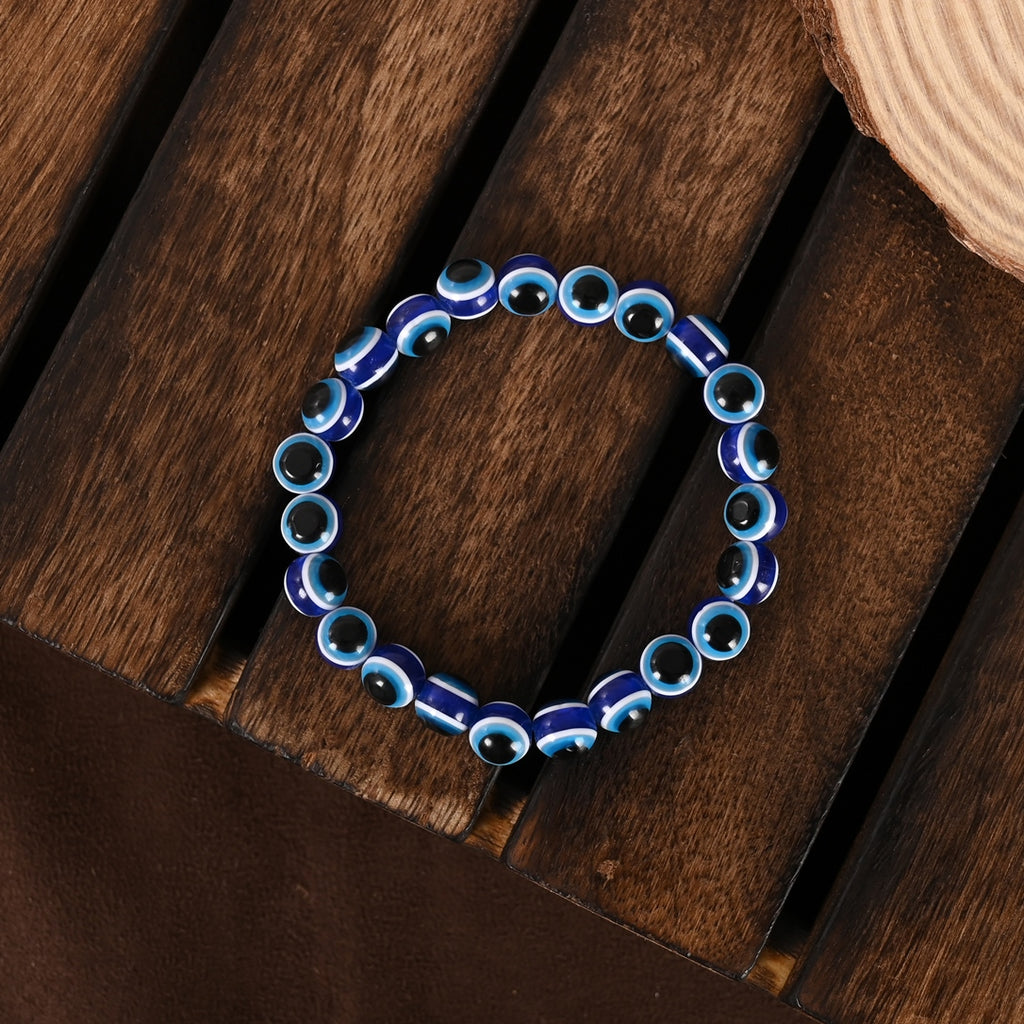 Unisex Black & Blue Evil Eye Elasticated Bracelet