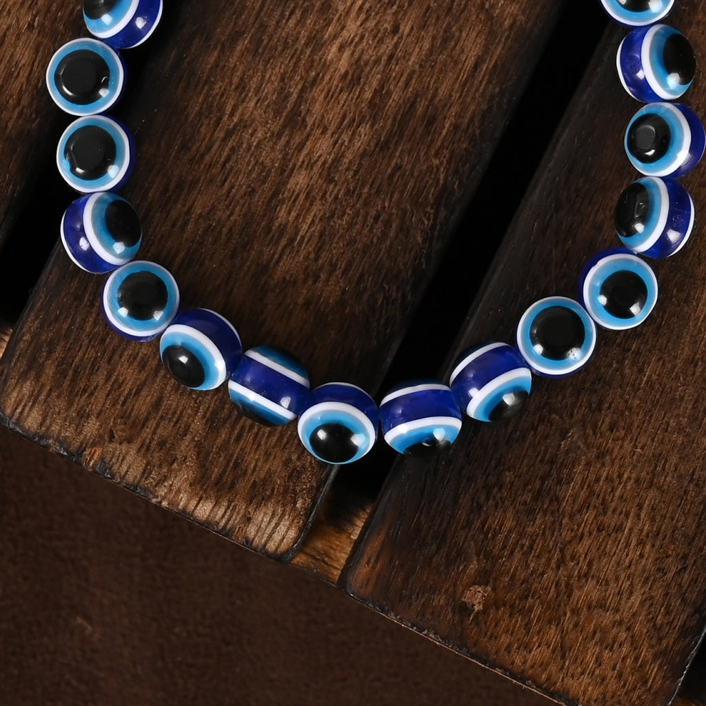 Unisex Black & Blue Evil Eye Elasticated Bracelet