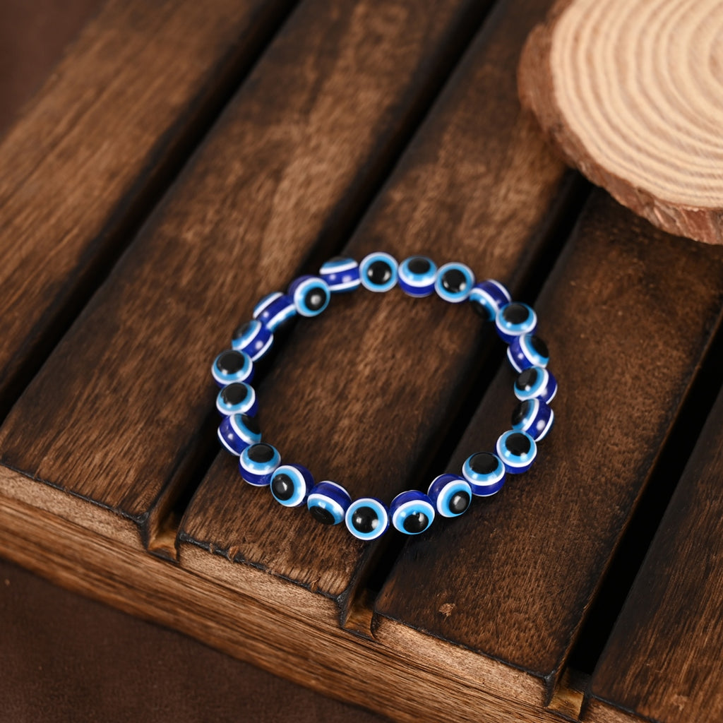 Unisex Black & Blue Evil Eye Elasticated Bracelet