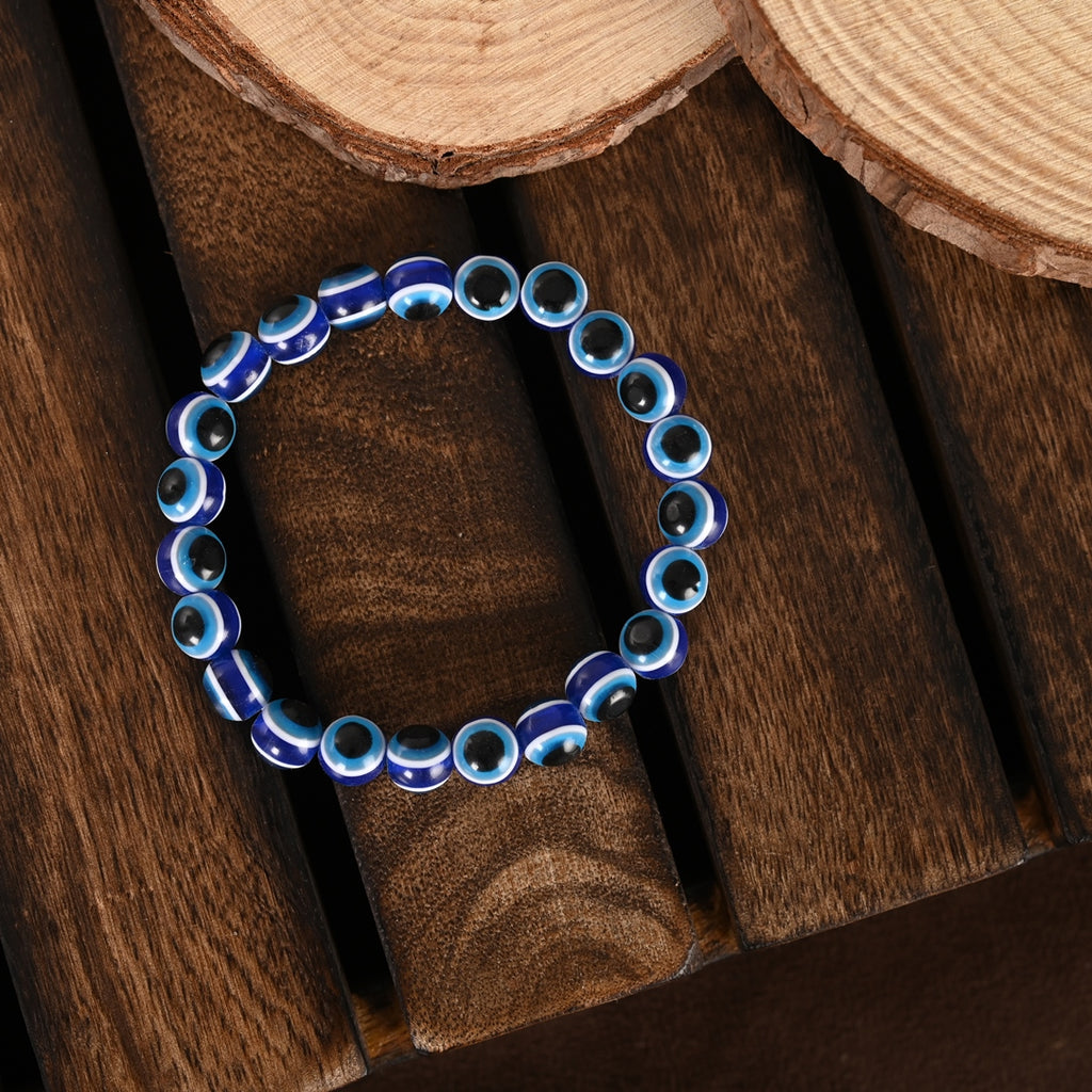 Unisex Black & Blue Evil Eye Elasticated Bracelet