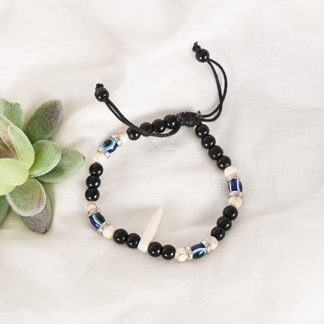 Unisex Pearl Evil Eye Adjustable Bracelet
