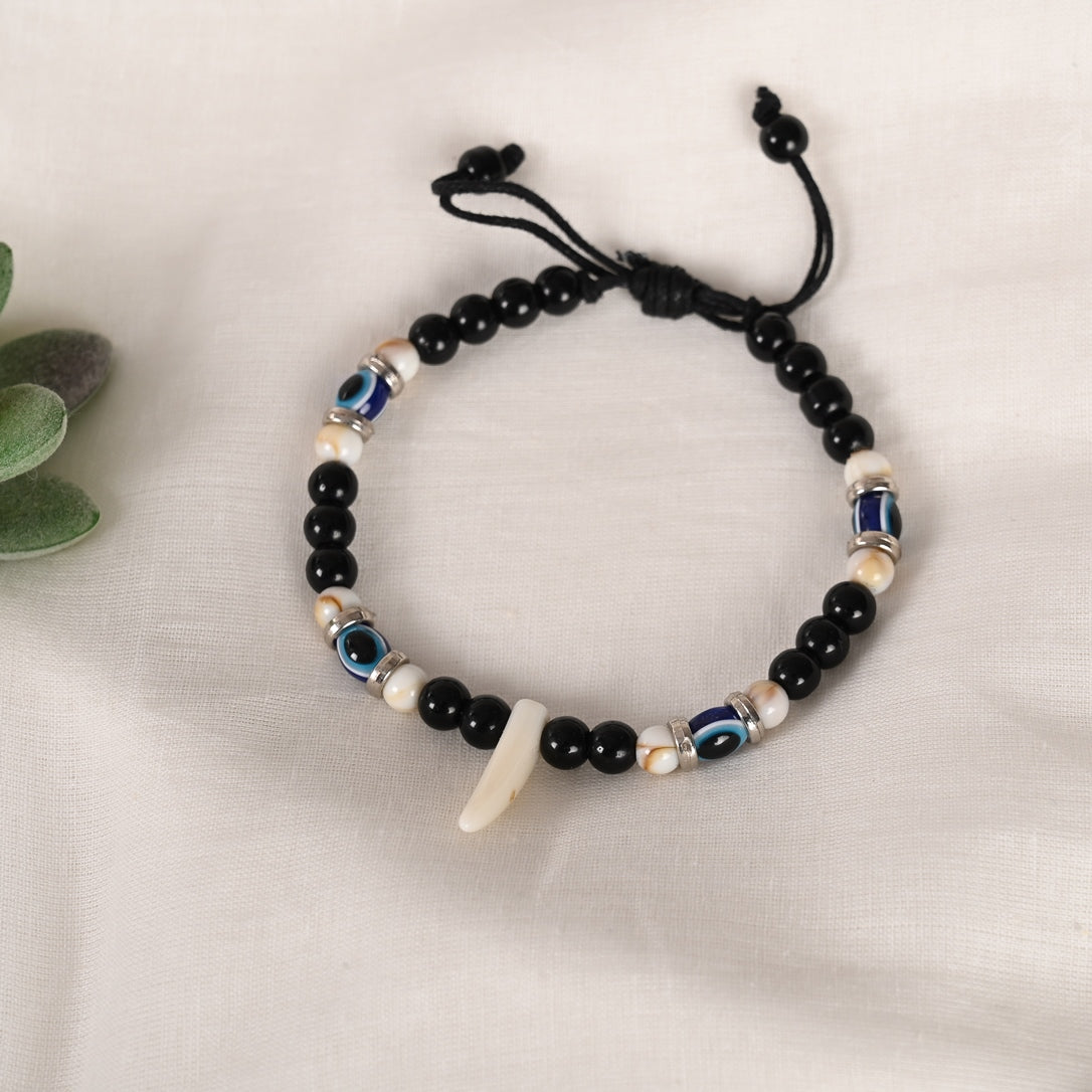 Unisex Pearl Evil Eye Adjustable Bracelet