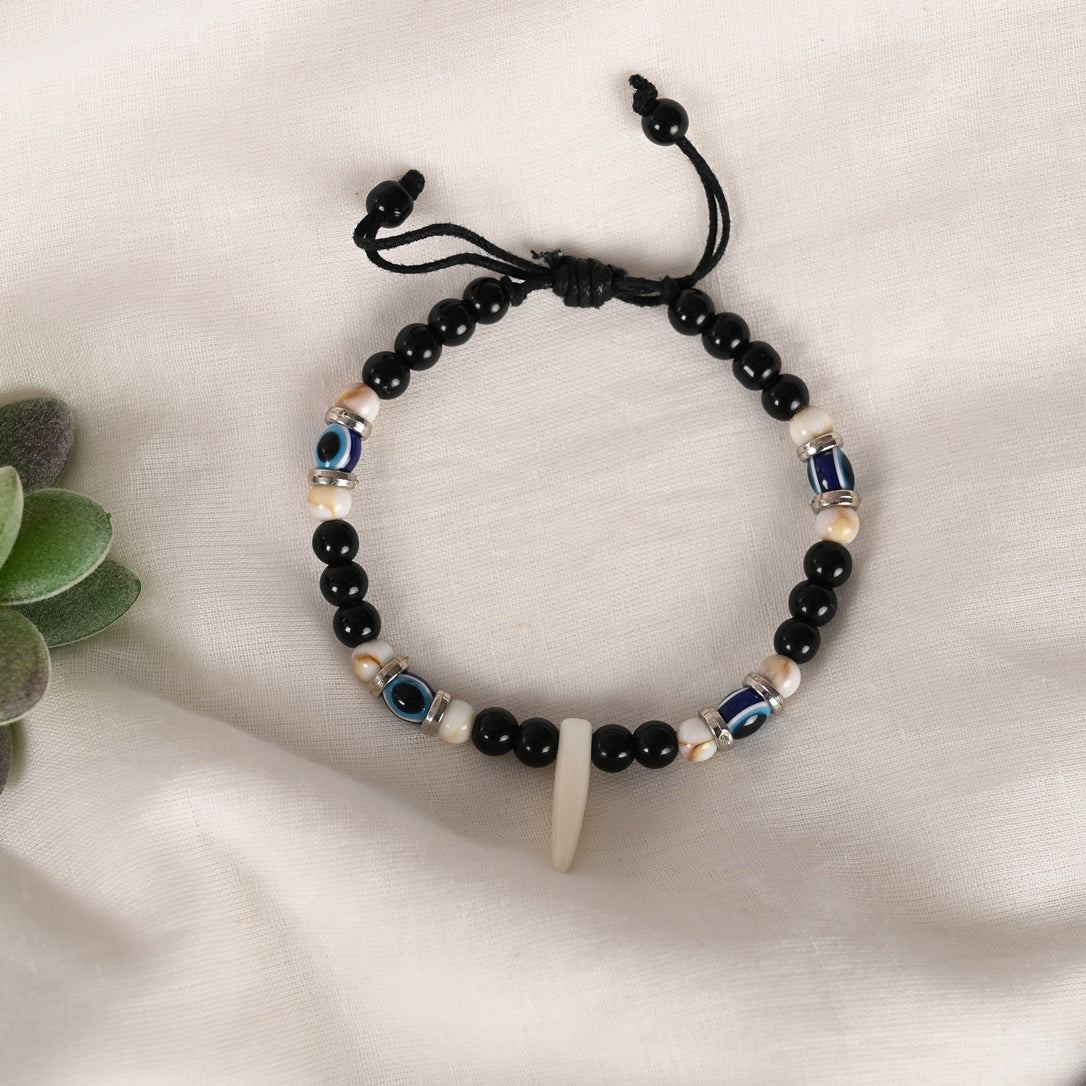 Unisex Pearl Evil Eye Adjustable Bracelet