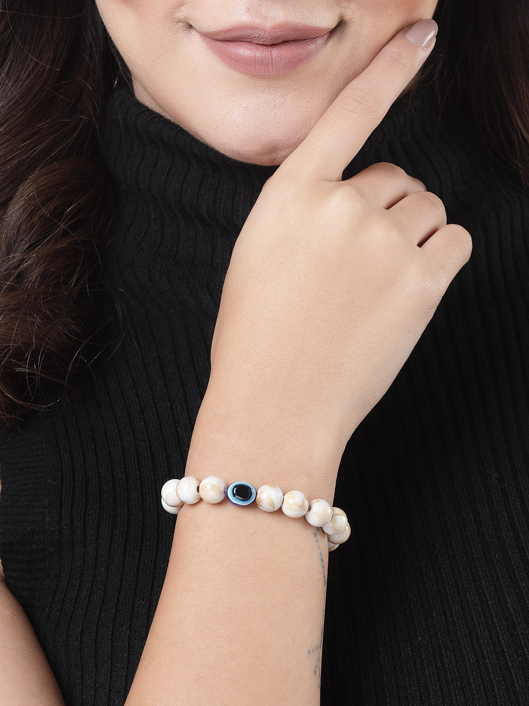 Unisex marble evil eye adjustable bracelet