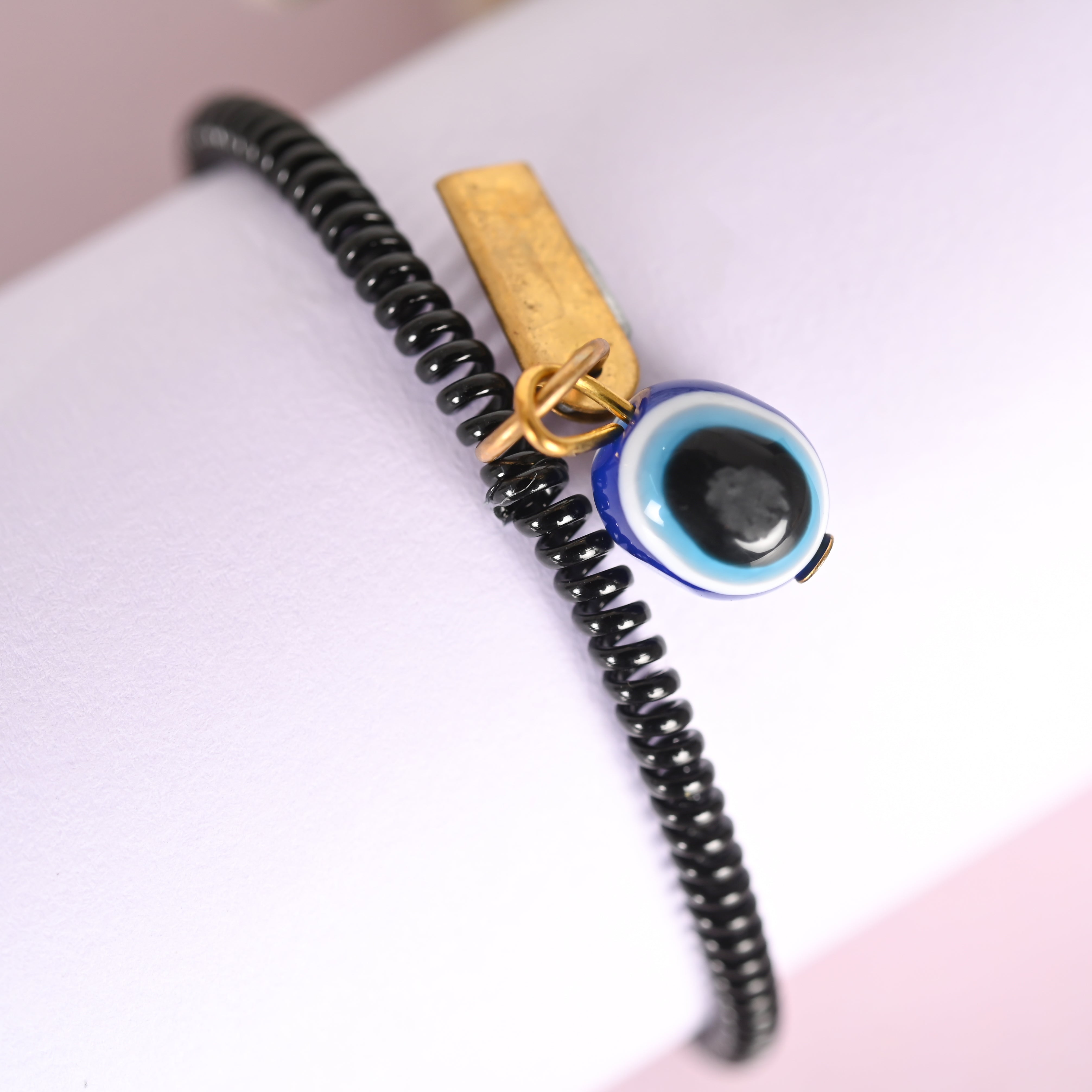 Unisex Black Evil Eye Crystal Spring Ring Braclet