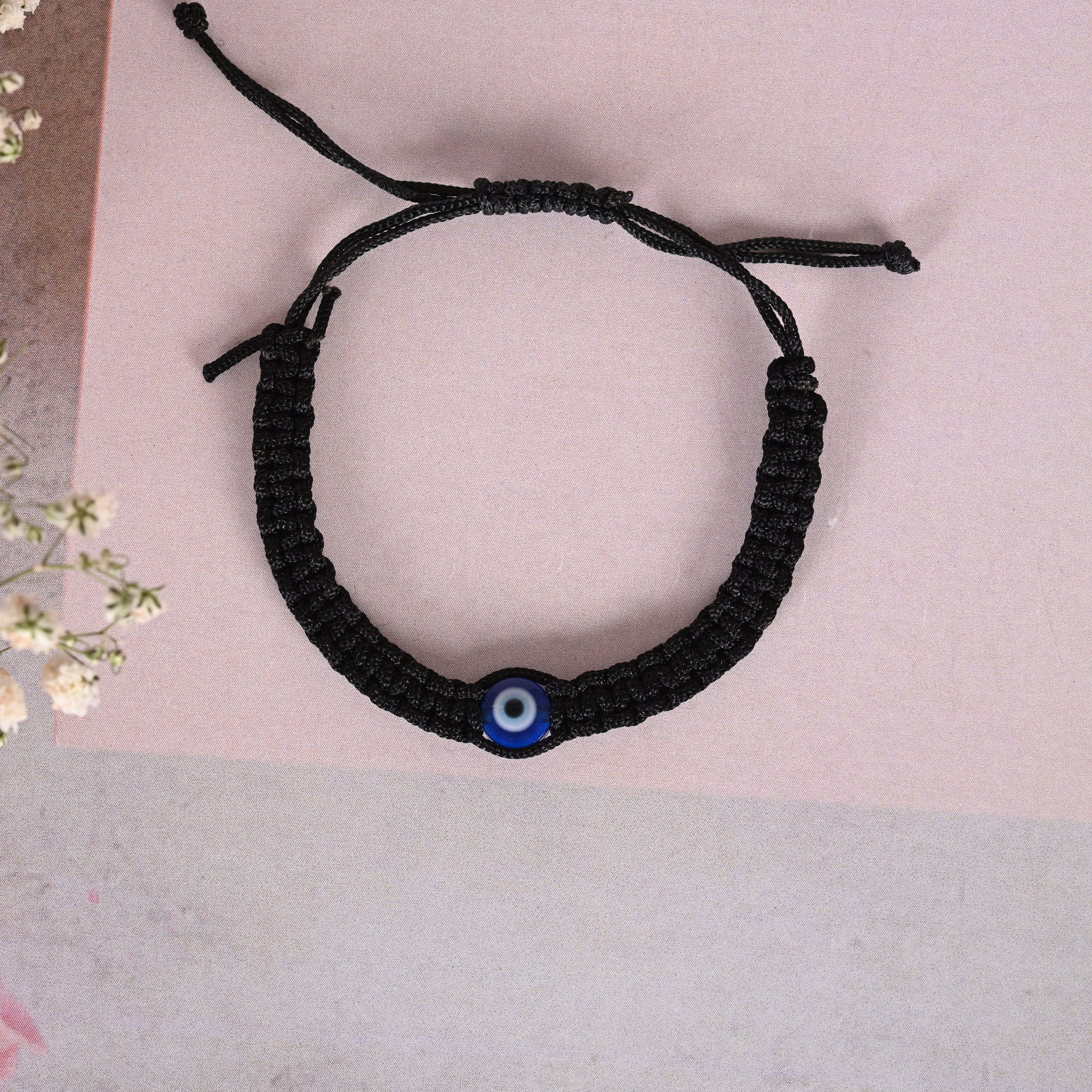 Unisex Black Fabric Elasticated Bracelet - NVR