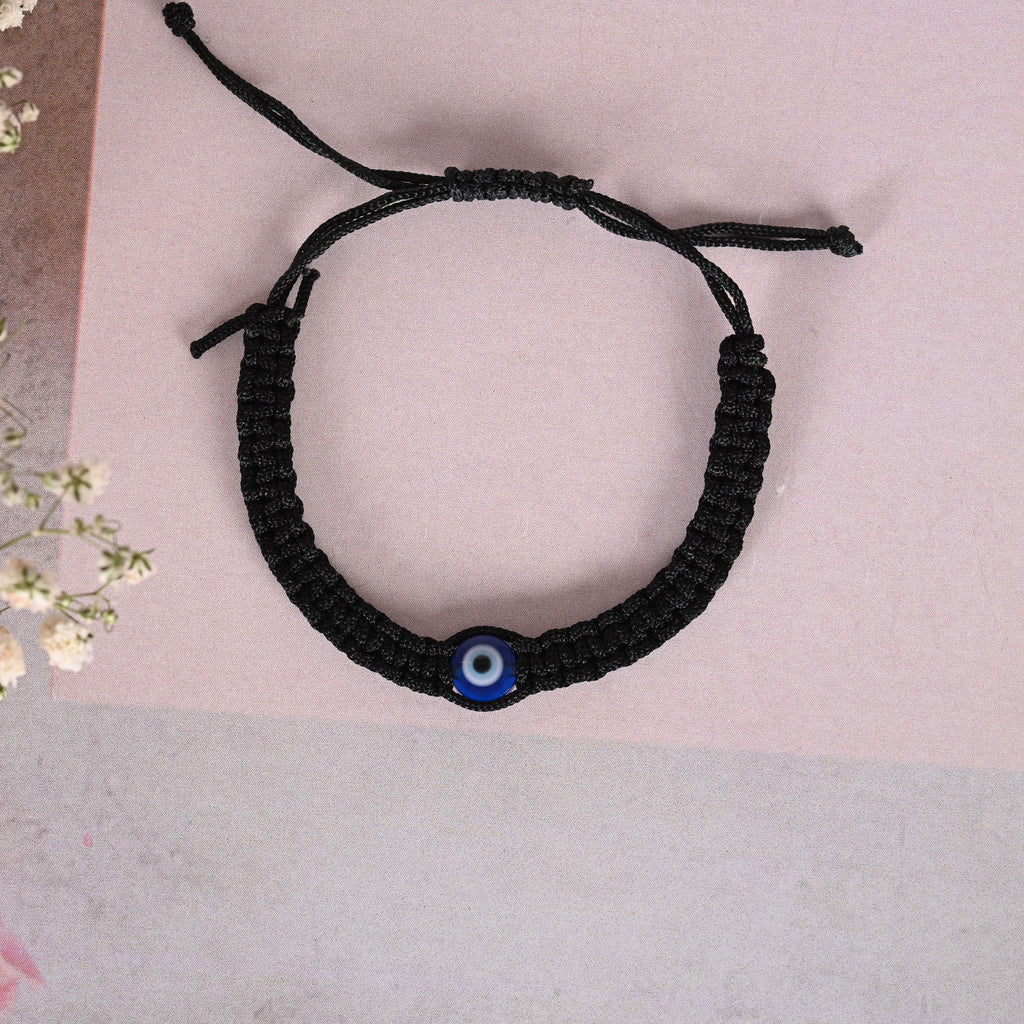 Unisex Black Fabric Elasticated Bracelet