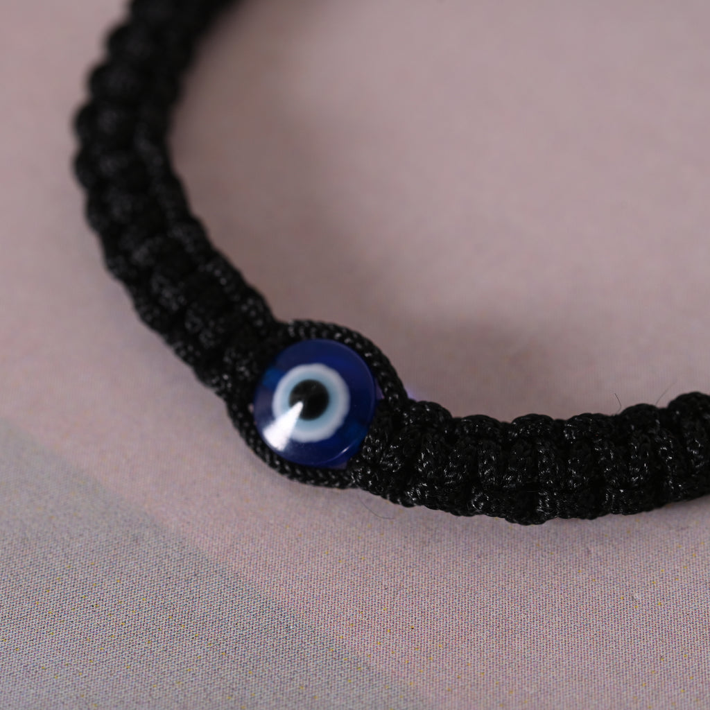 Unisex Black Fabric Elasticated Bracelet
