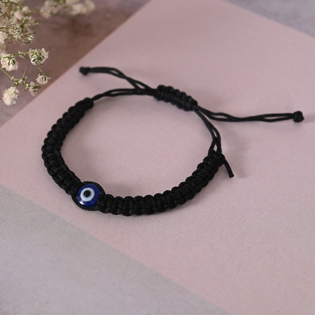 Unisex Black Fabric Elasticated Bracelet