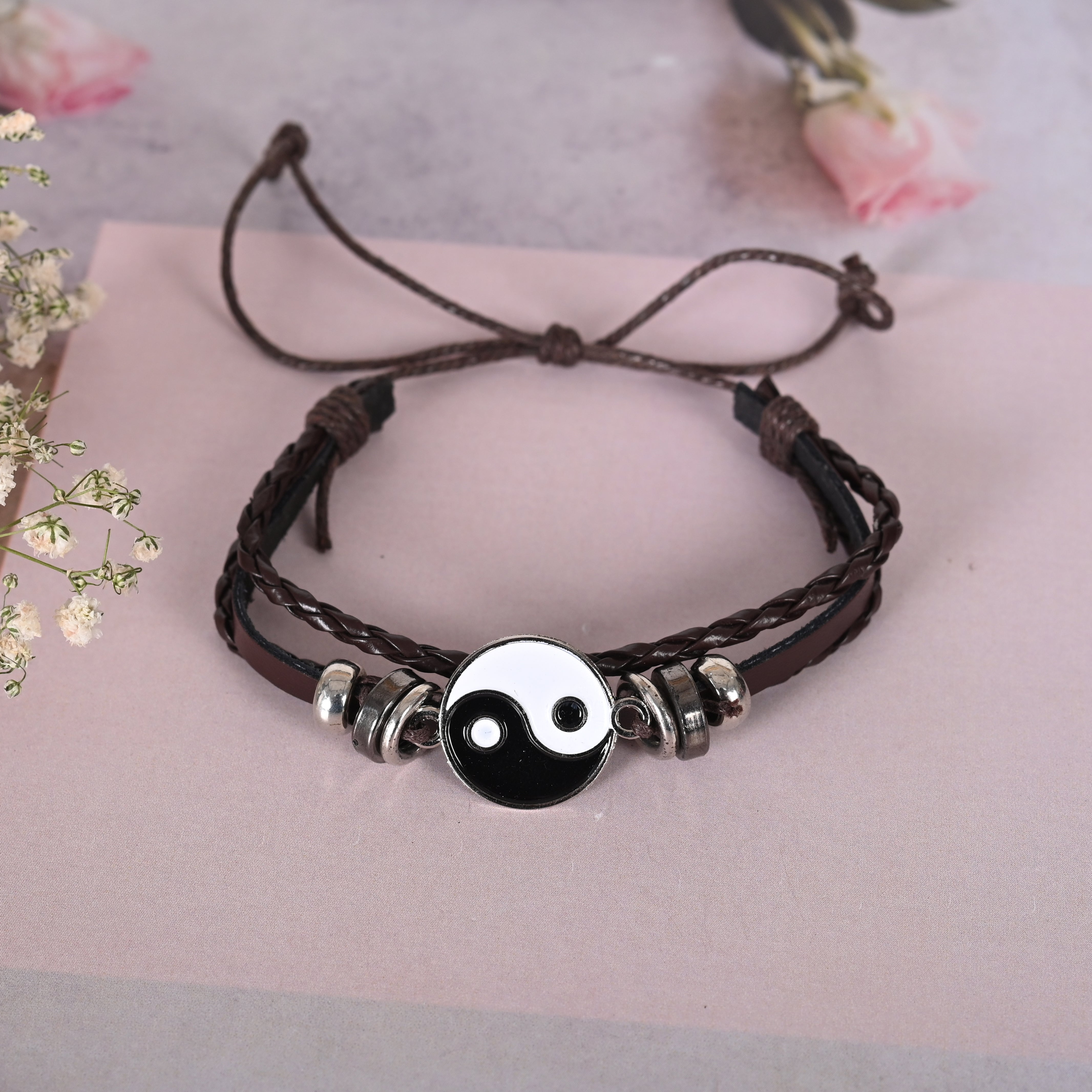 Men's Leather Wraparound Bracelet