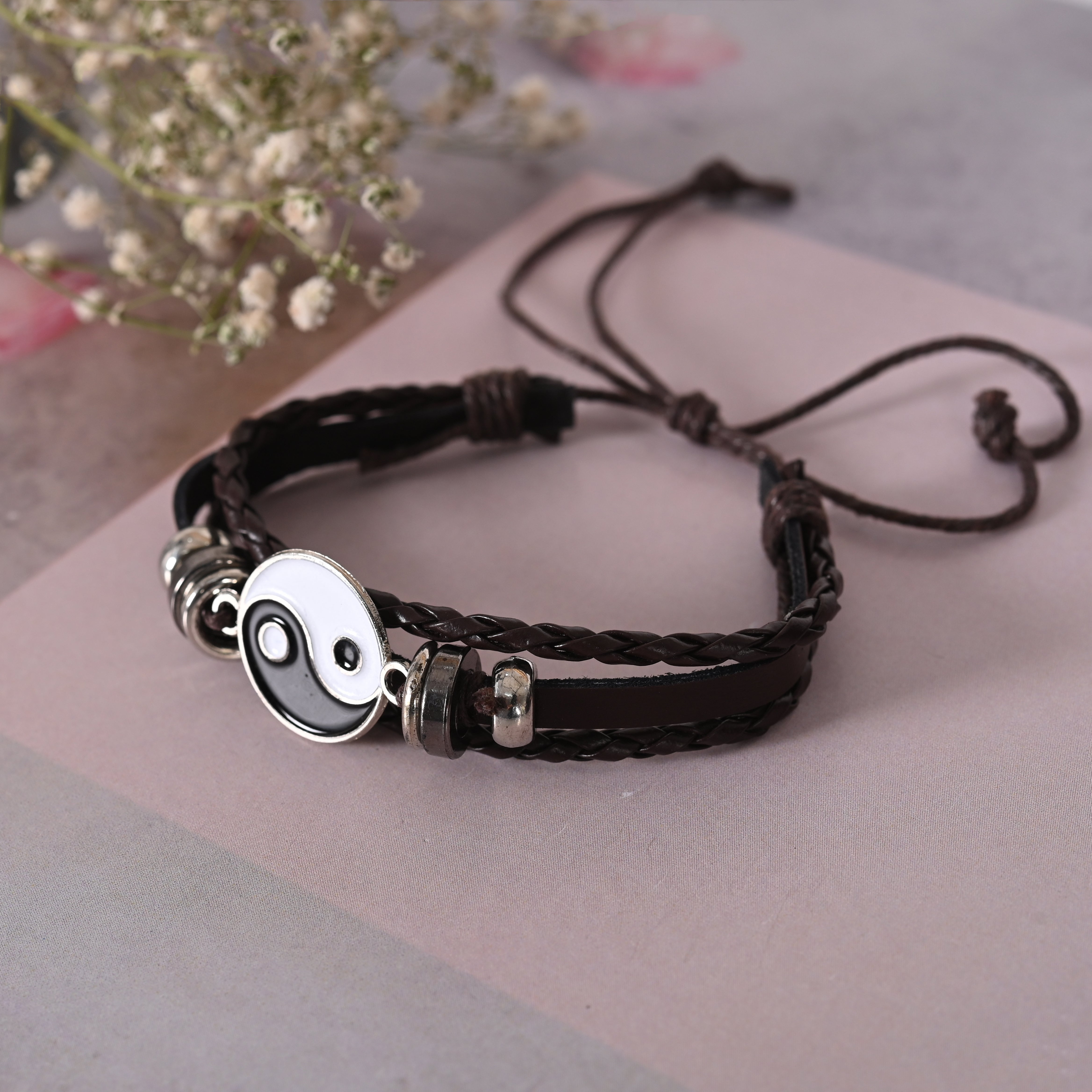 Men's Leather Wraparound Bracelet