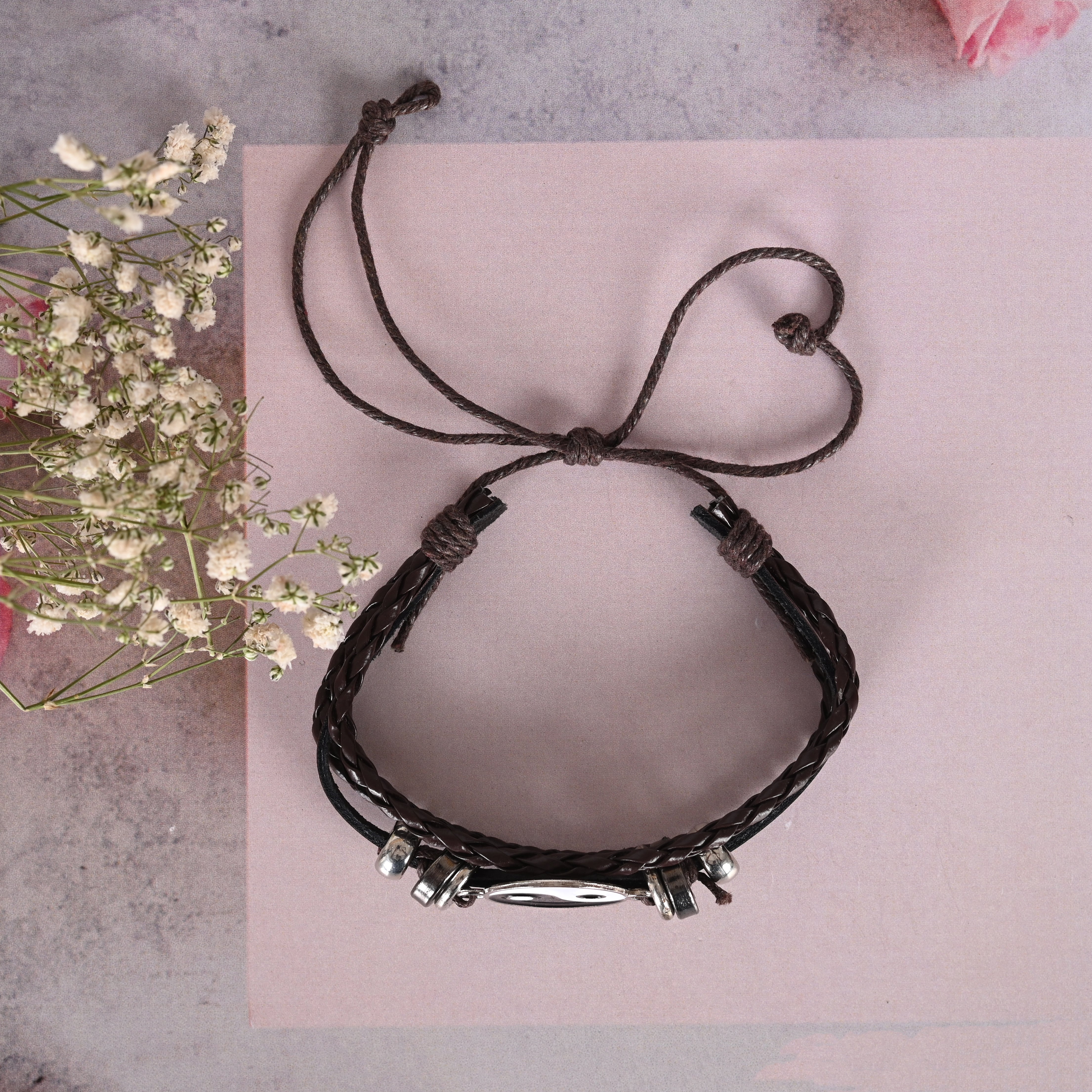 Men's Leather Wraparound Bracelet