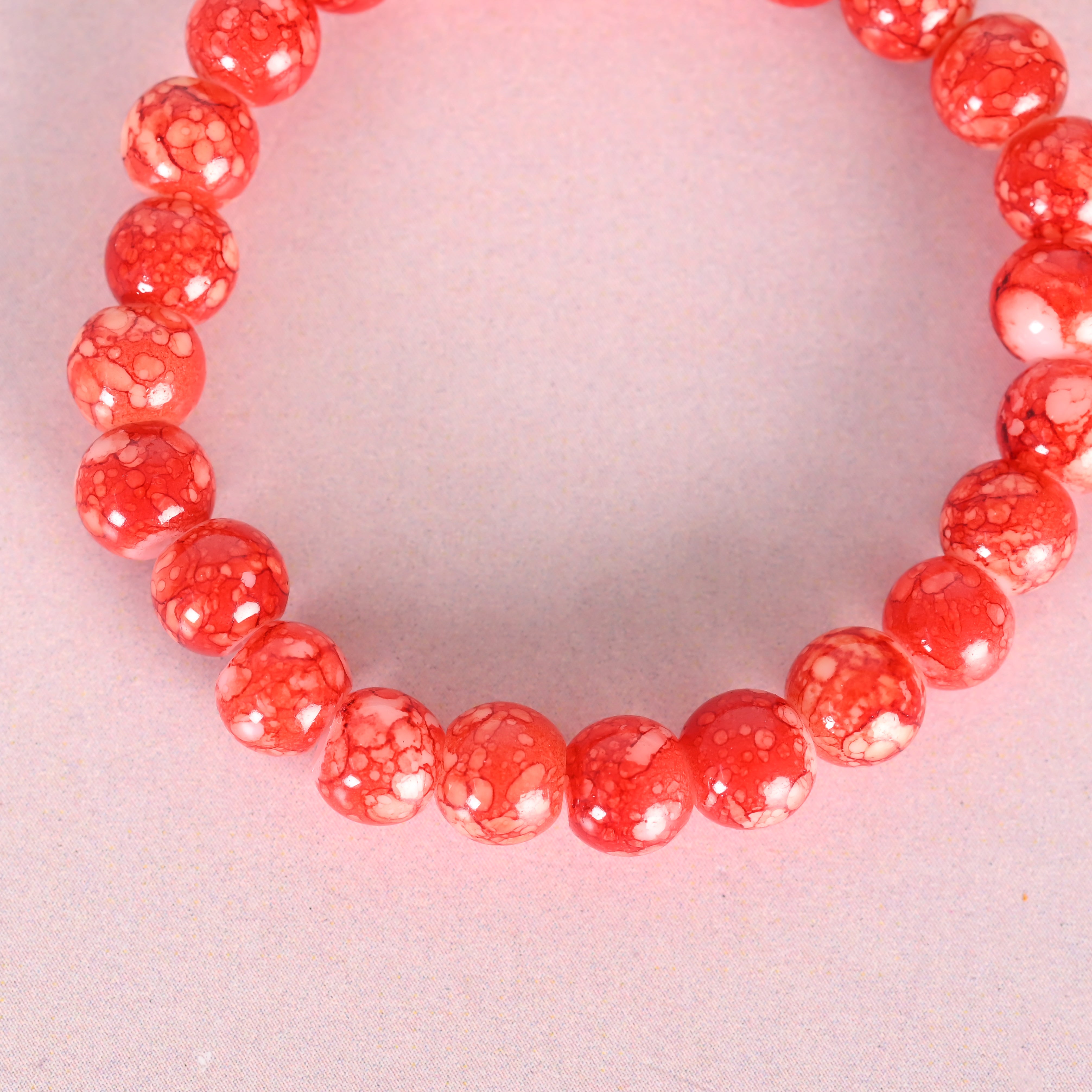 Unisex Red Marbel Crystal Elasticated Bracelet