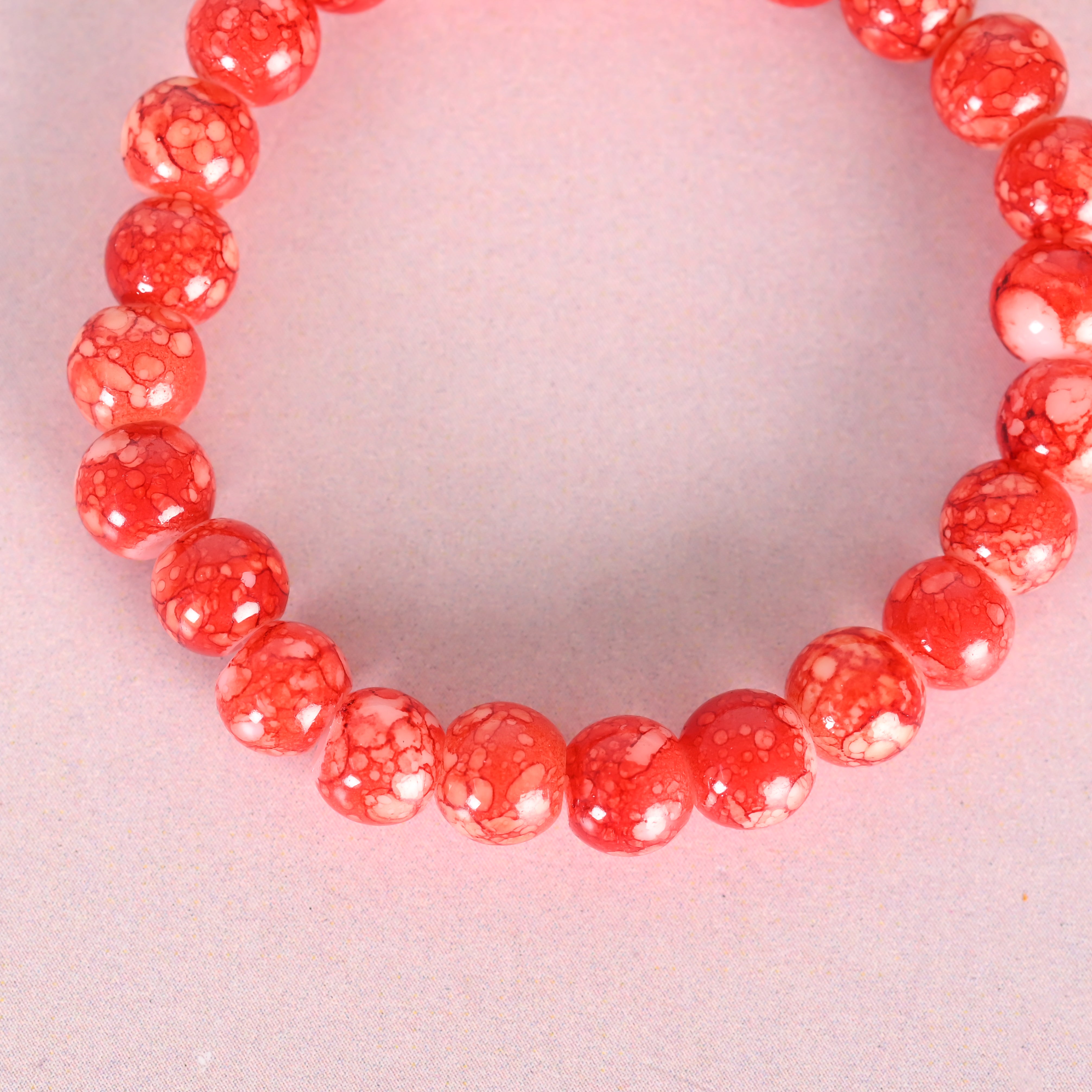 Unisex Red Marbel Crystal Elasticated Bracelet - NVR