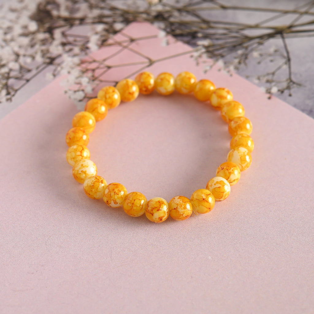 Unisex Yellow Marbel Crystal Elasticated Bracelet