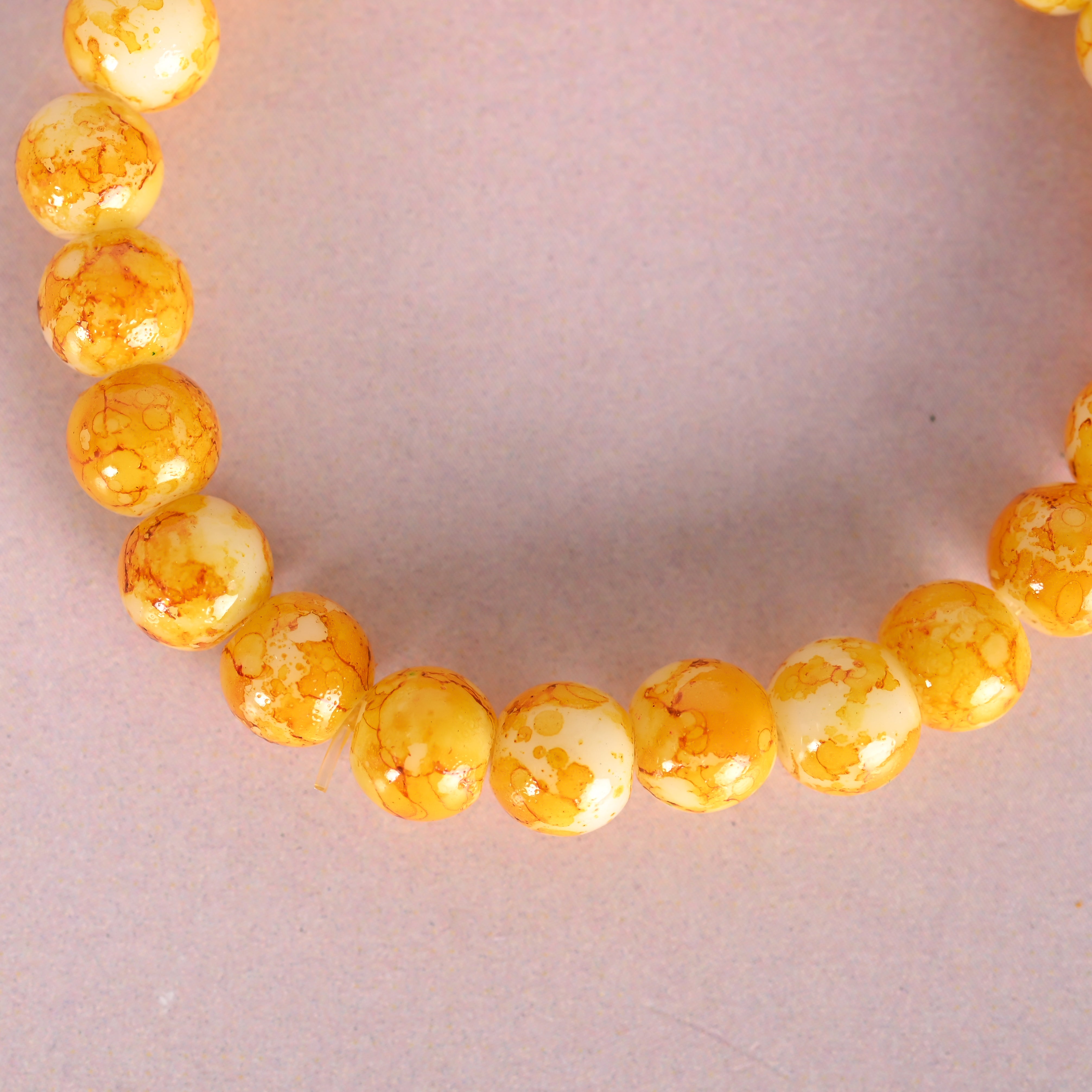Unisex Yellow Marbel Crystal Elasticated Bracelet - NVR