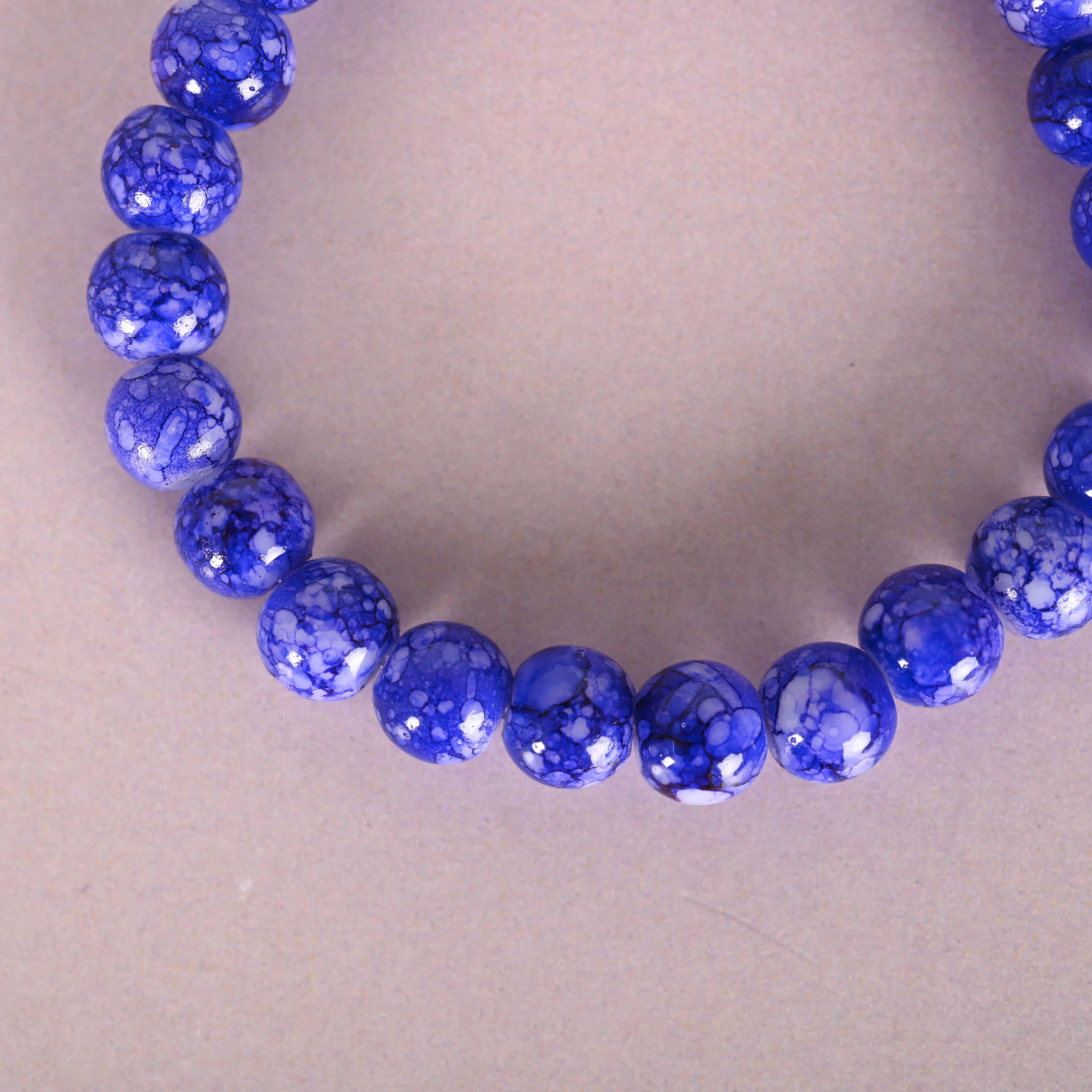 Unisex Blue Marbel Crystal Elasticated Bracelet