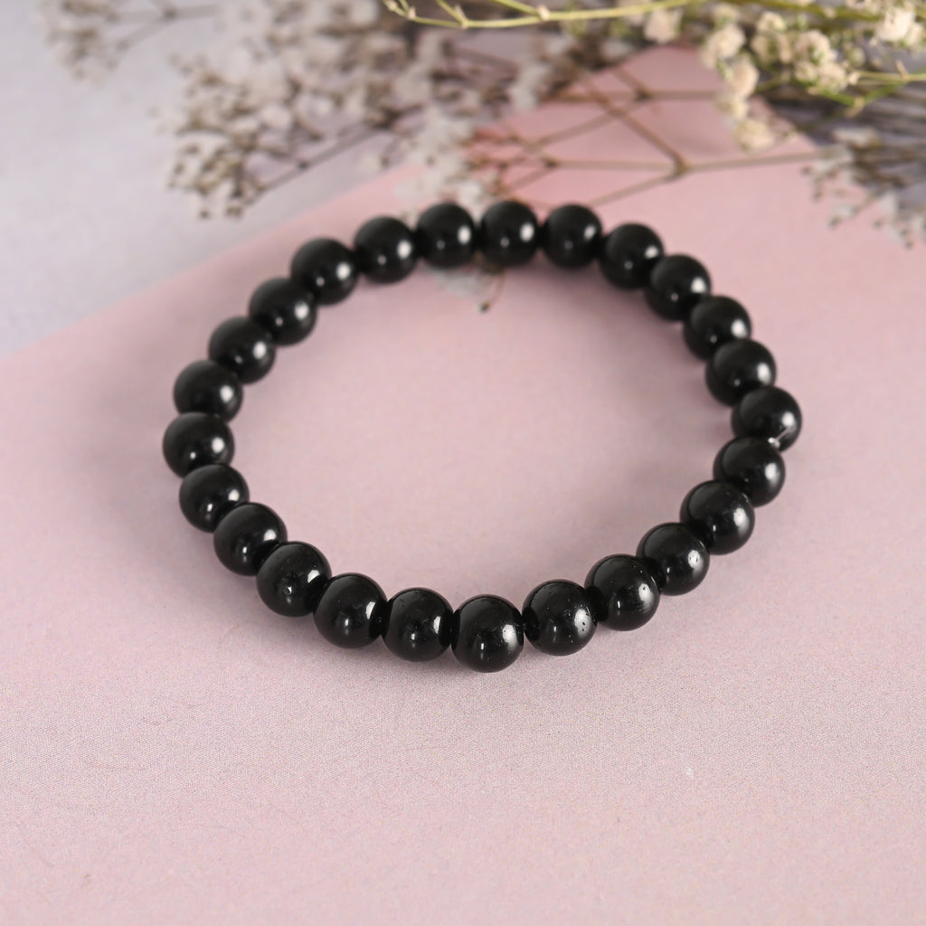 Unisex Black Marbel crystal Elasticated bracelet