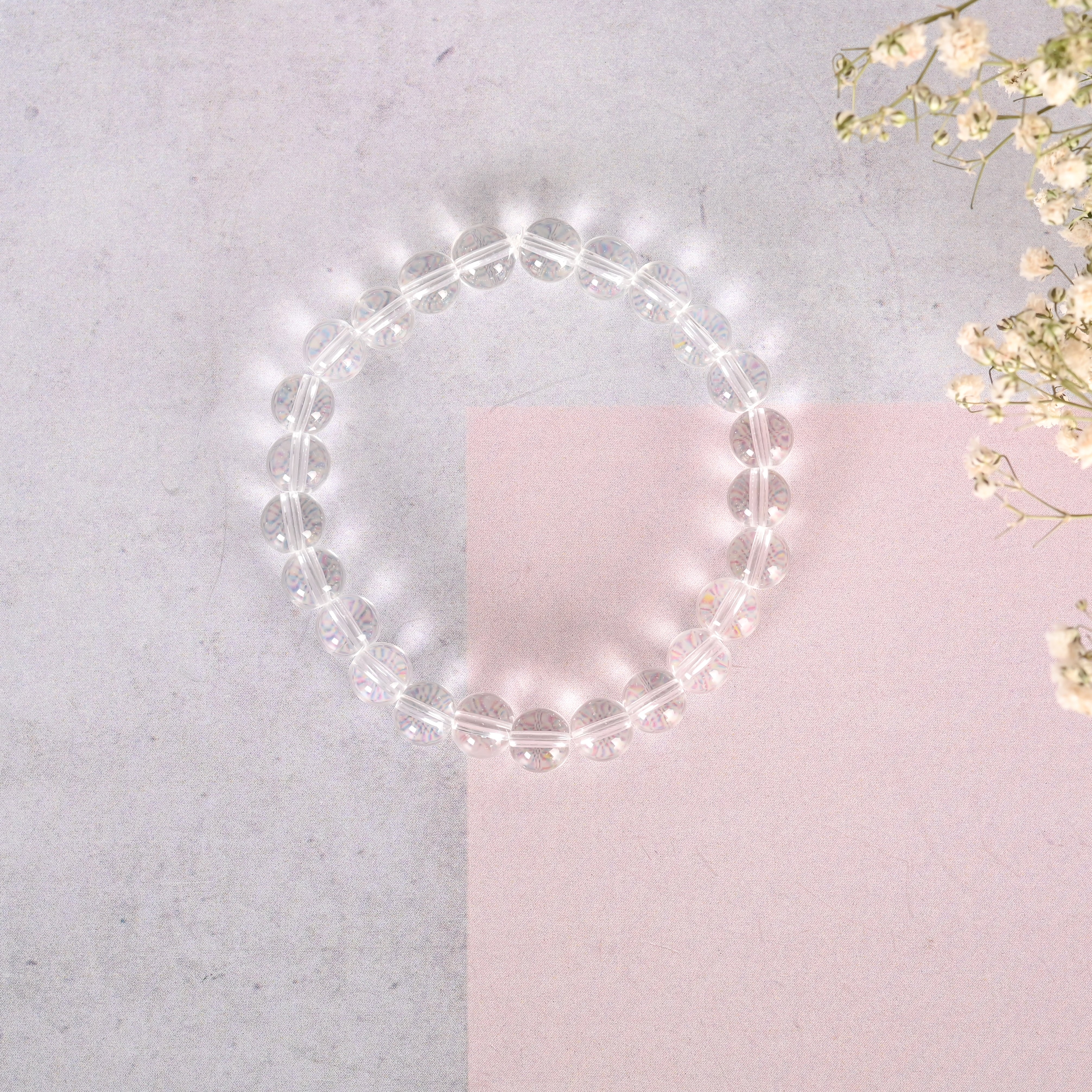 Unisex Transparent Beaded Elasticated Bracelet