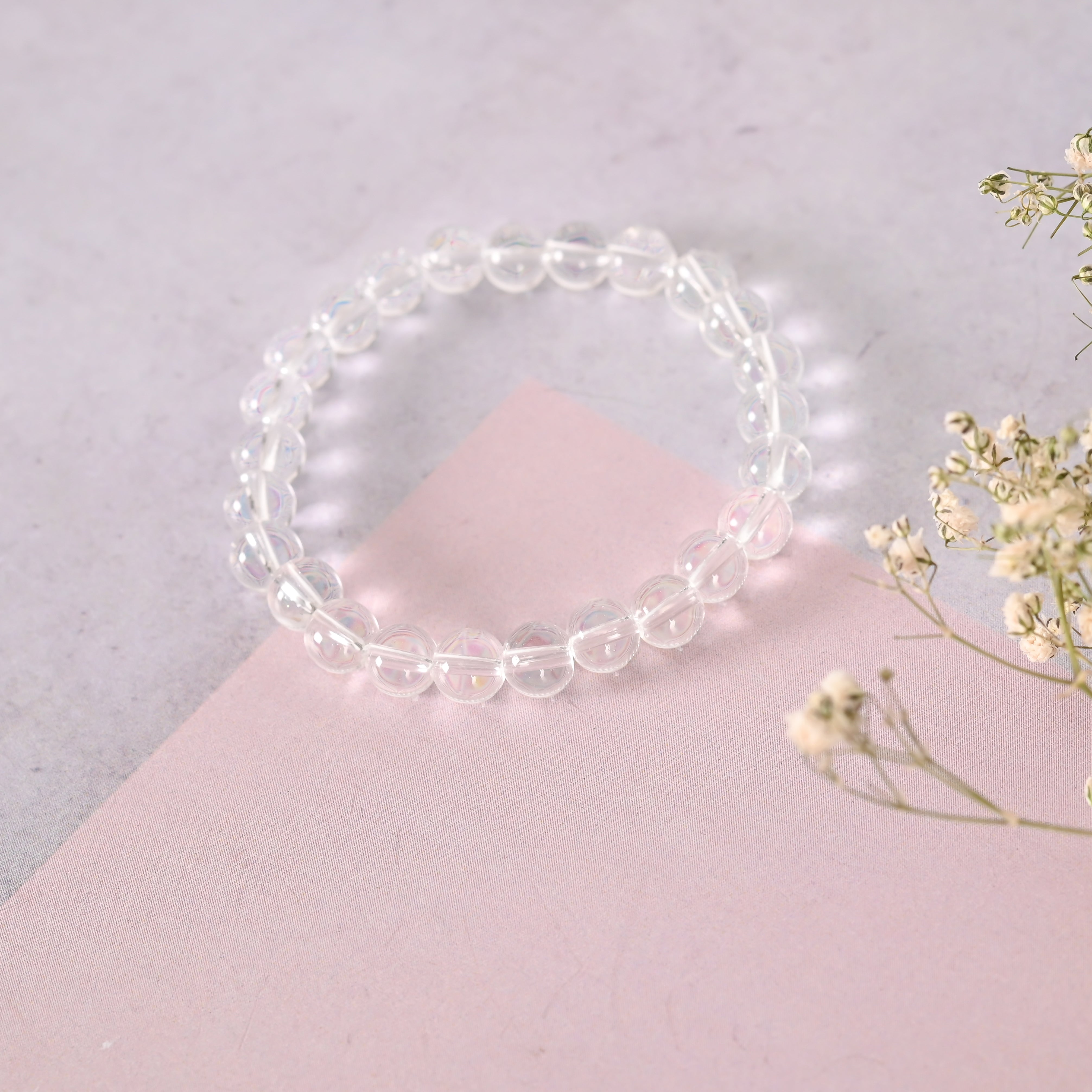 Unisex Transparent Beaded Elasticated Bracelet