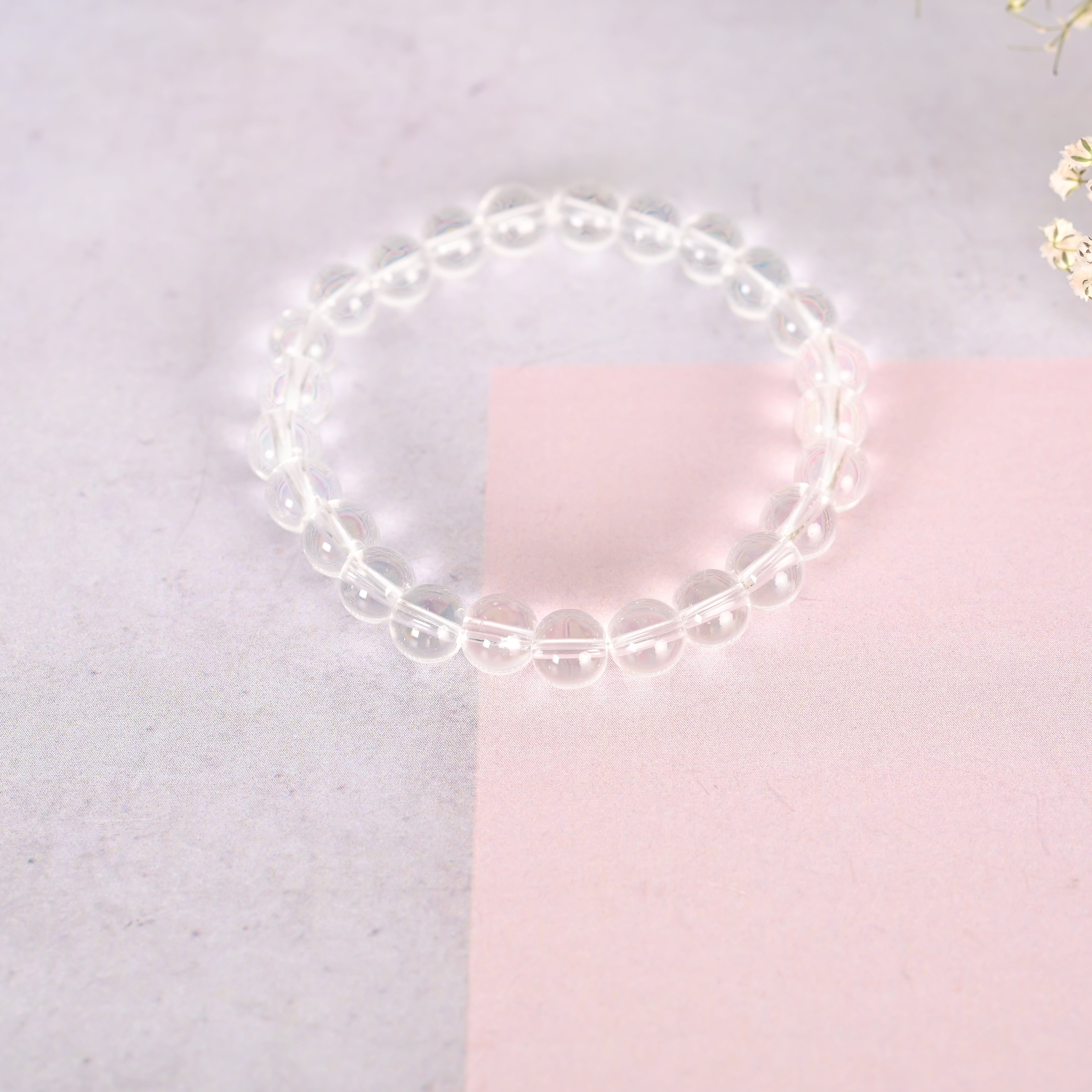 Unisex Transparent Beaded Elasticated Bracelet