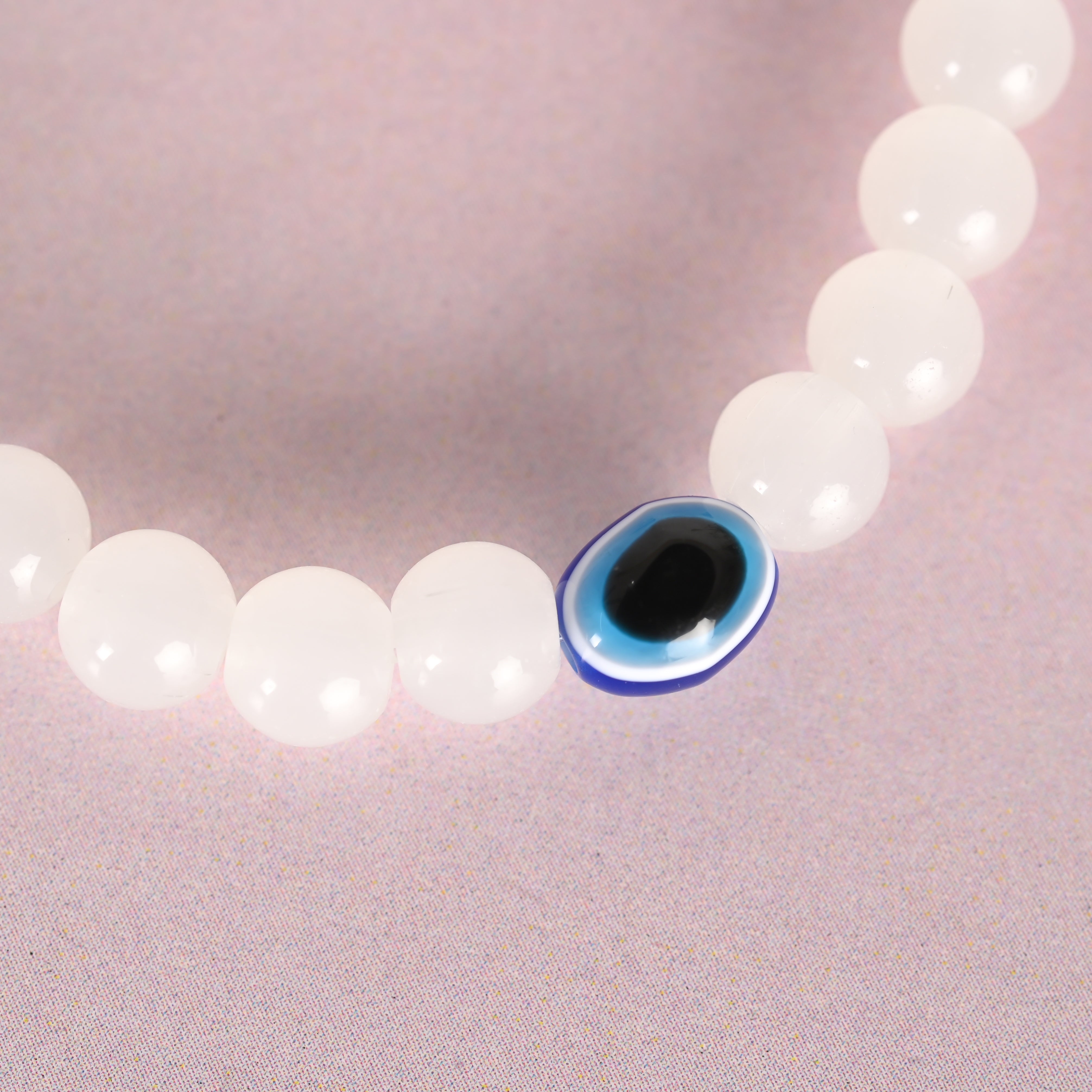 Unisex White Marbel Crystal Elasticated Bracelet