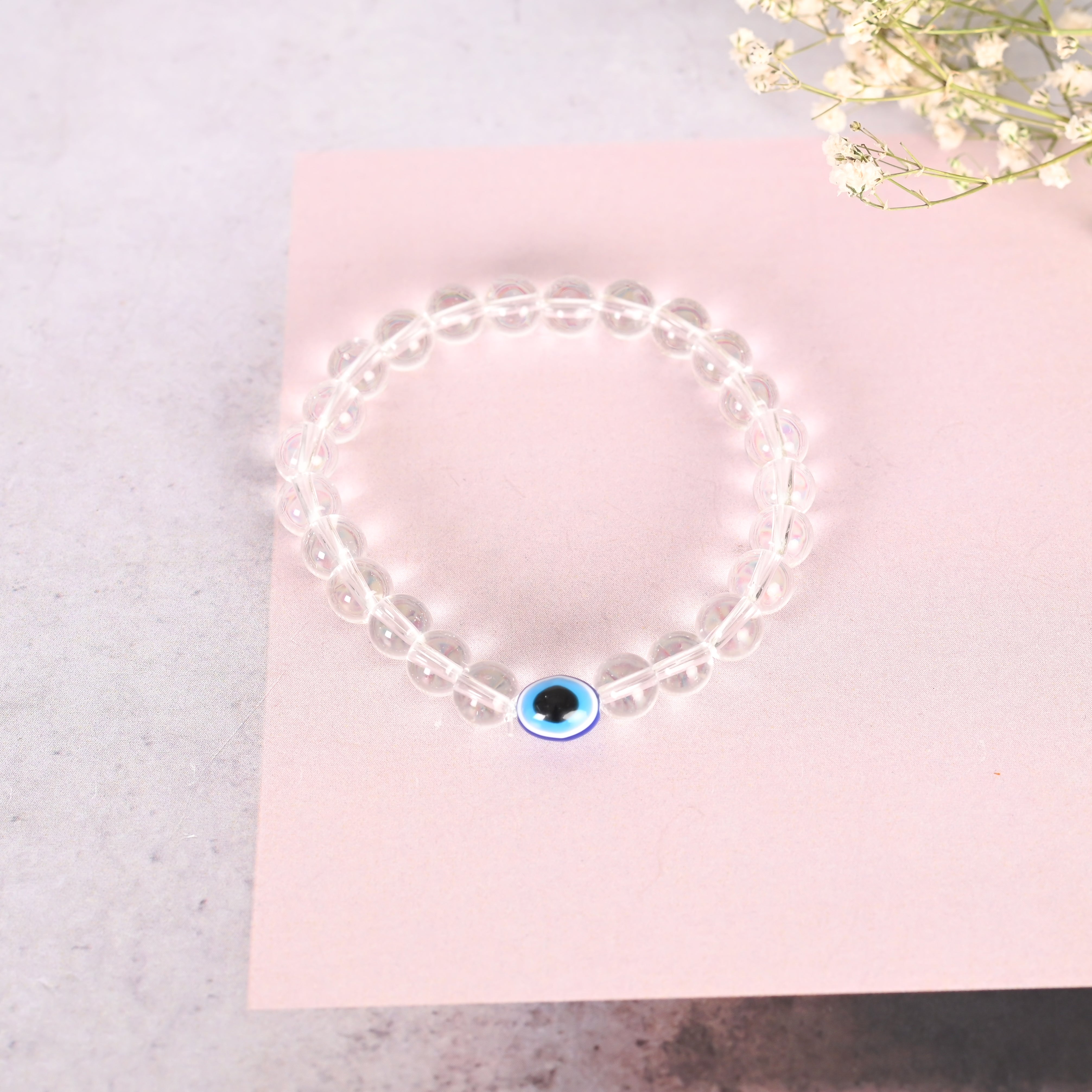Unisex Transparent Beaded Elasticated Bracelet