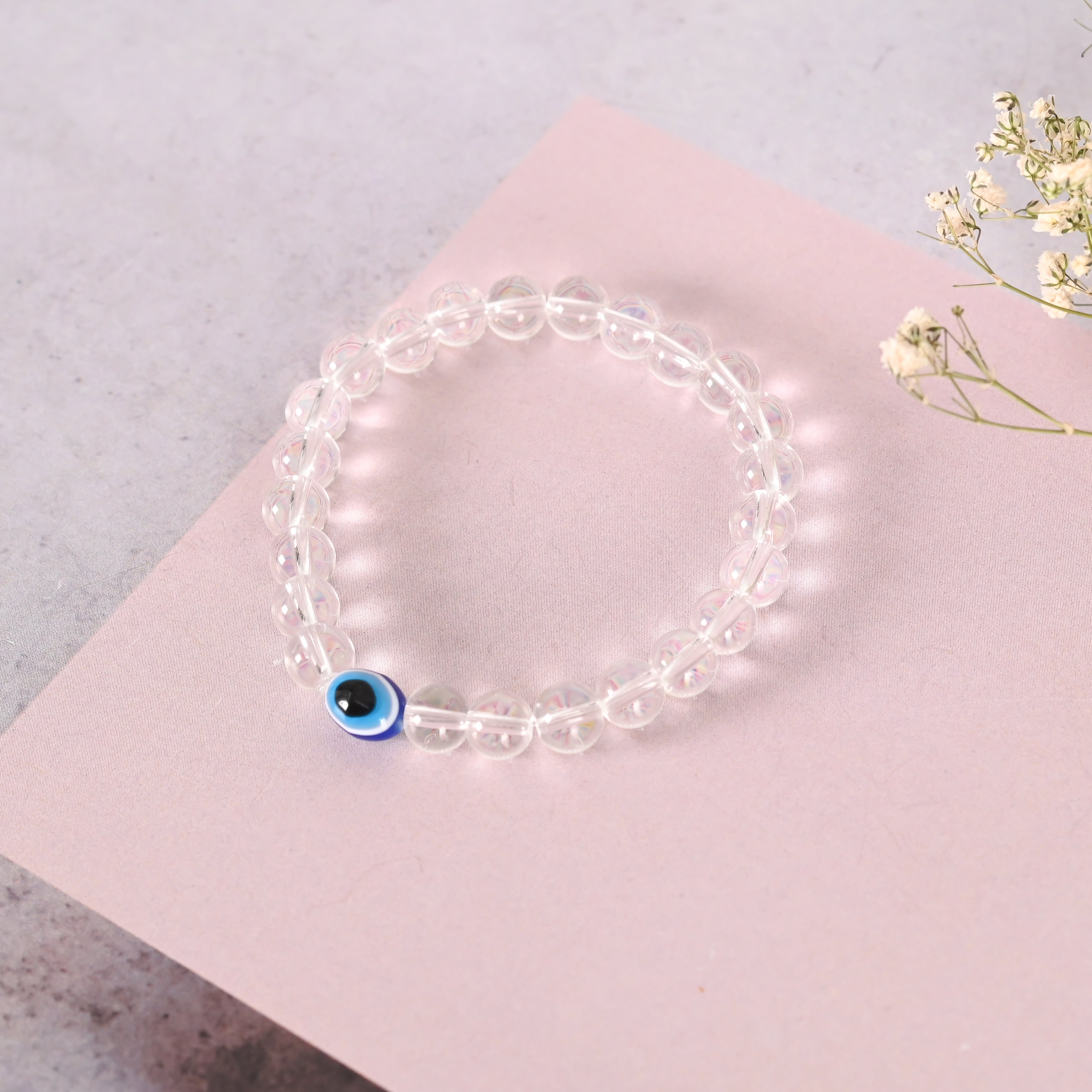 Unisex Transparent Beaded Elasticated Bracelet