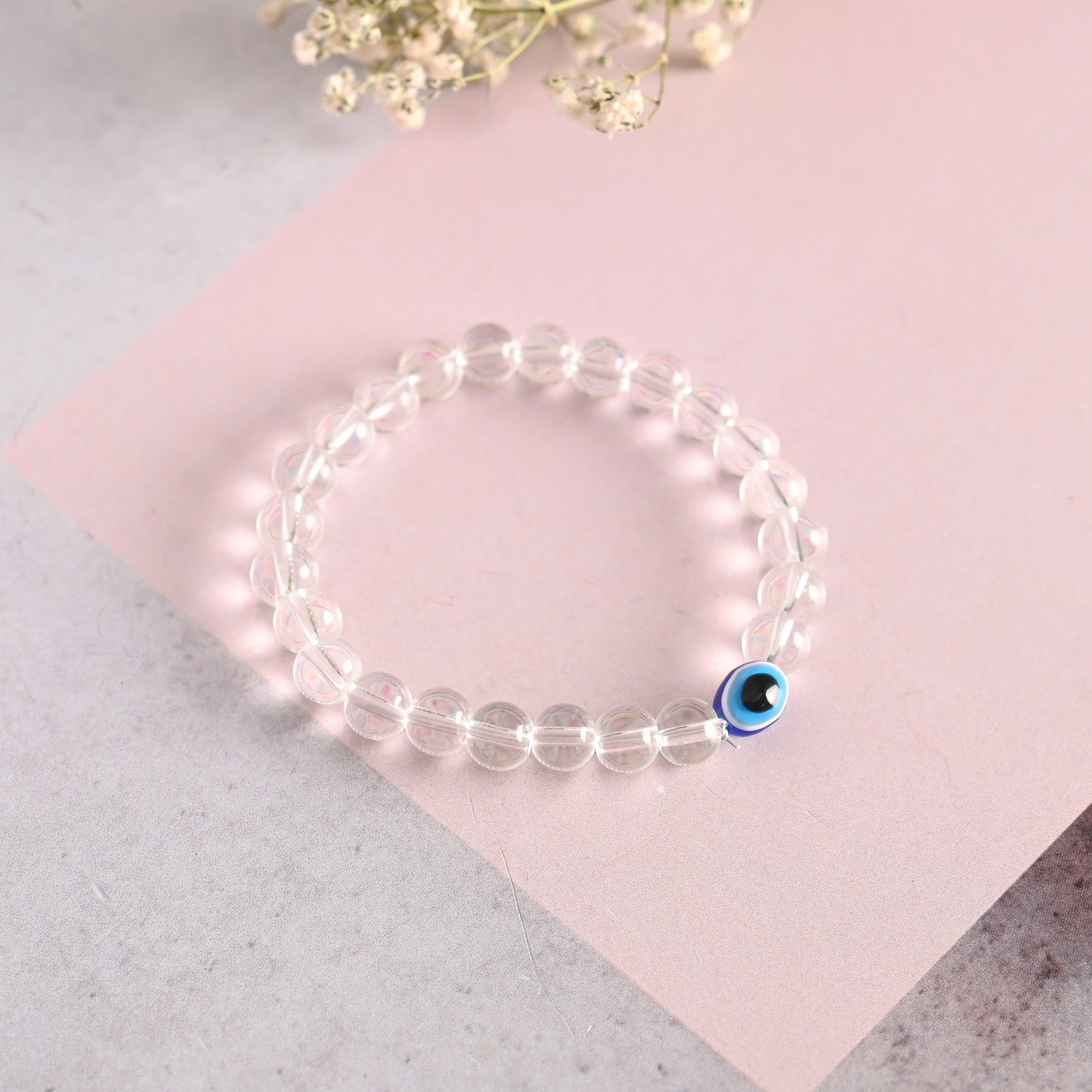 Unisex Transparent Beaded Elasticated Bracelet