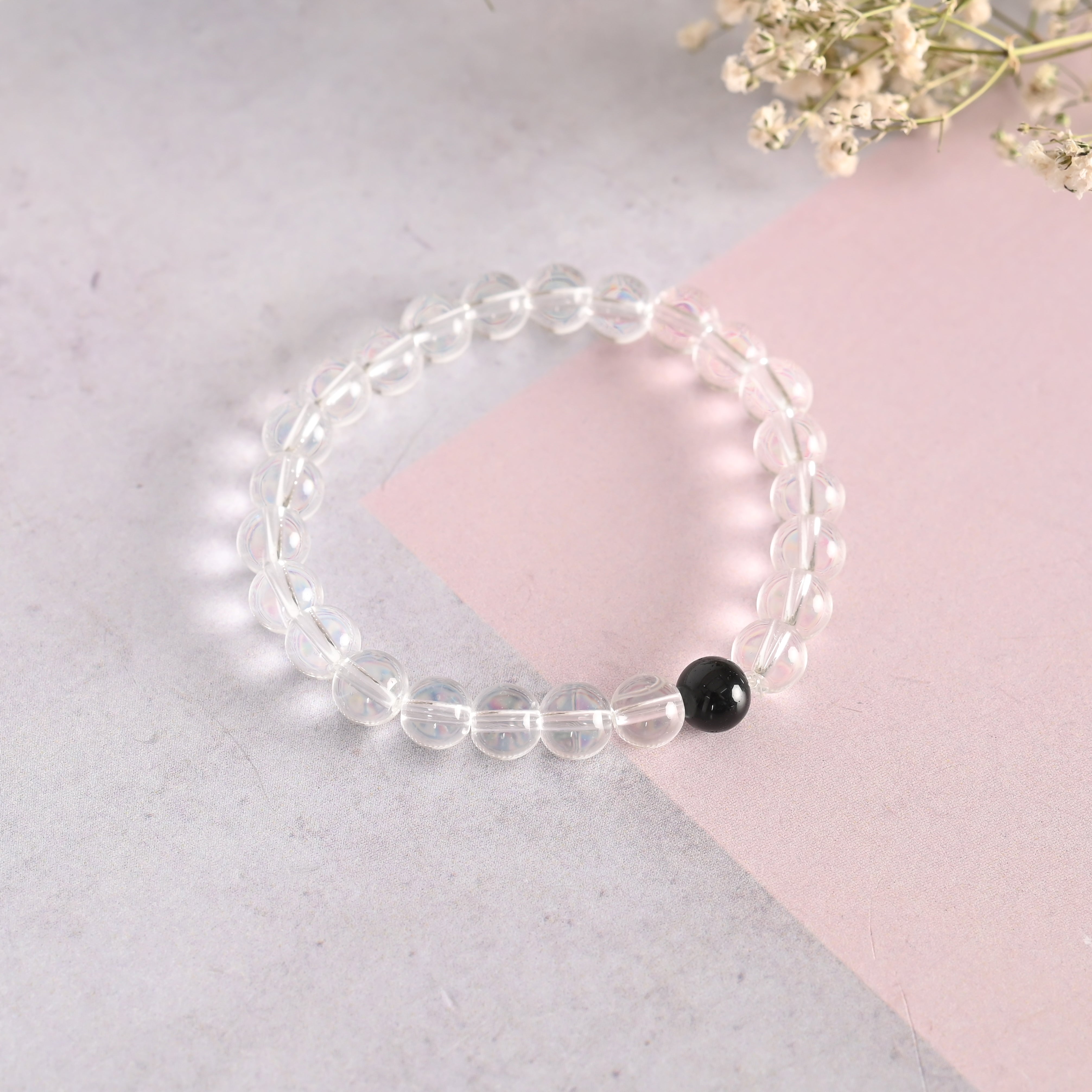 Unisex Transparent Beaded Elasticated Bracelet
