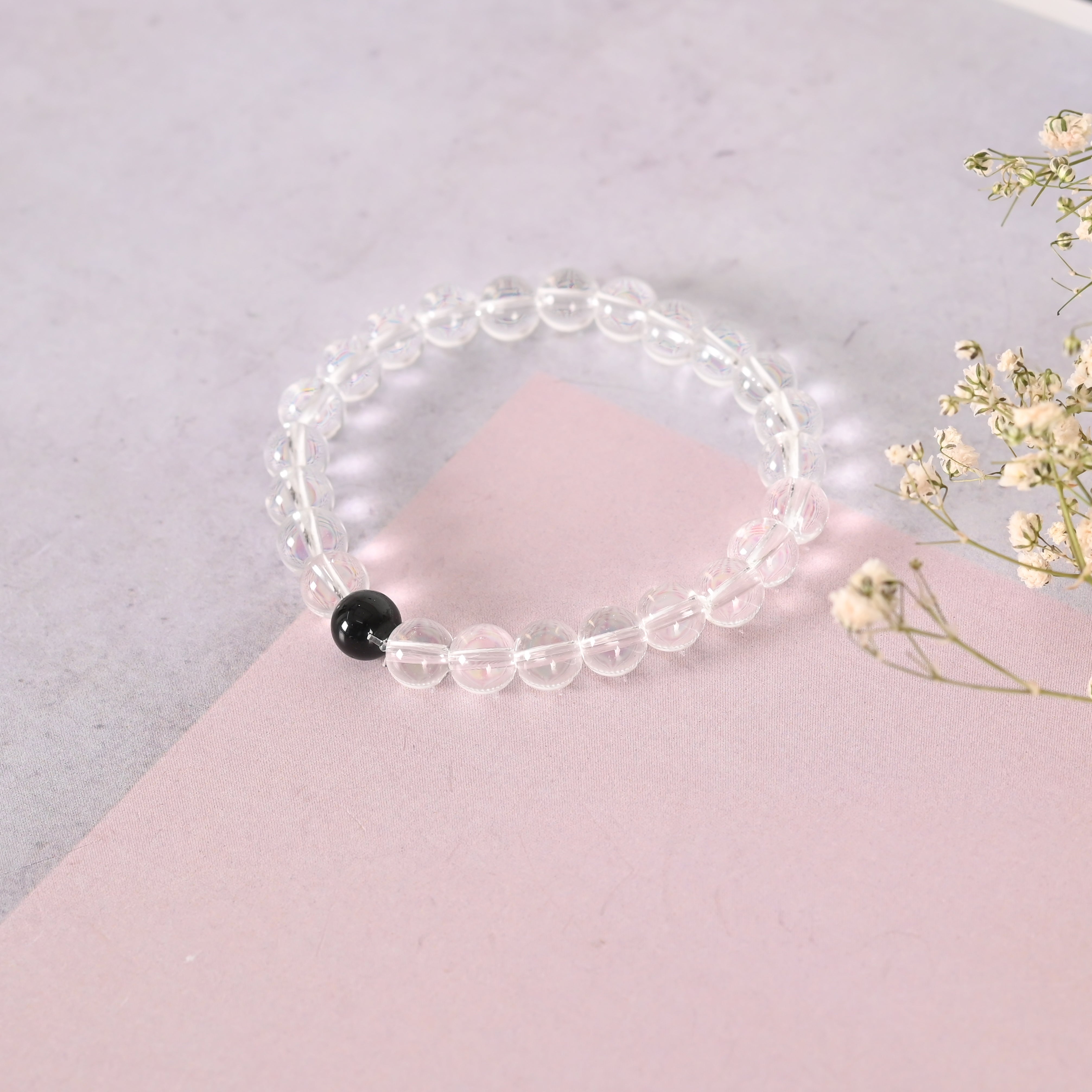 Unisex Transparent Beaded Elasticated Bracelet